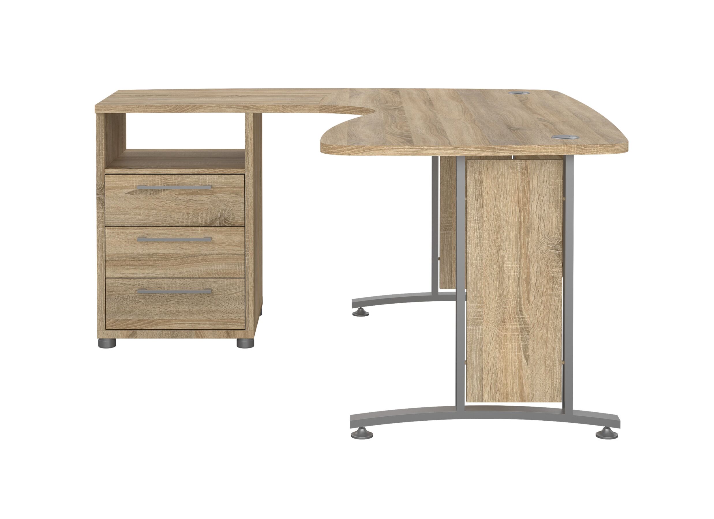 Overzichtsfoto - Hoekbureau Prima 150,5x159cm - melamine - eik & zilver