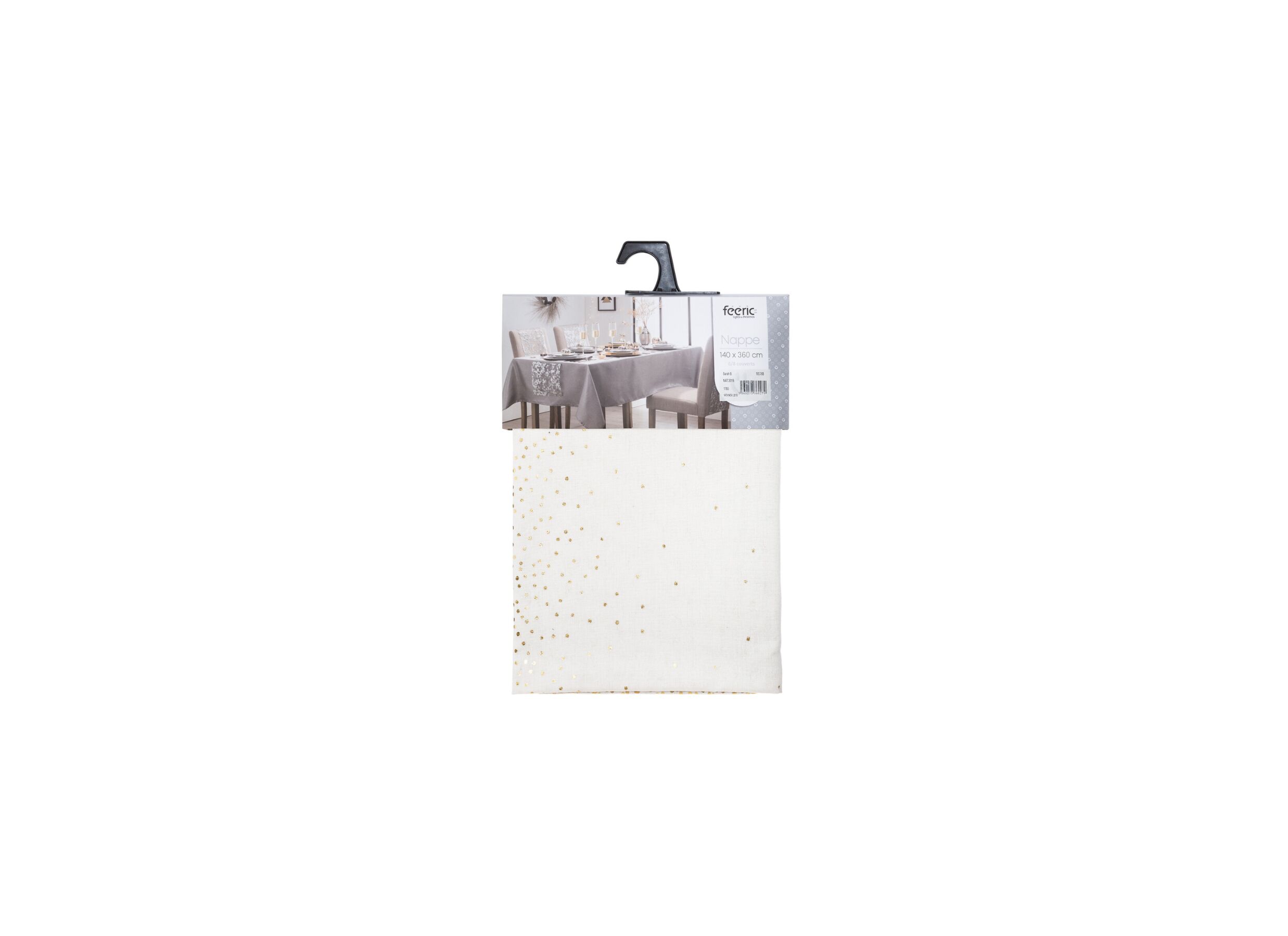 Aperçu - Nappe Points d'or 140x360cm blanc