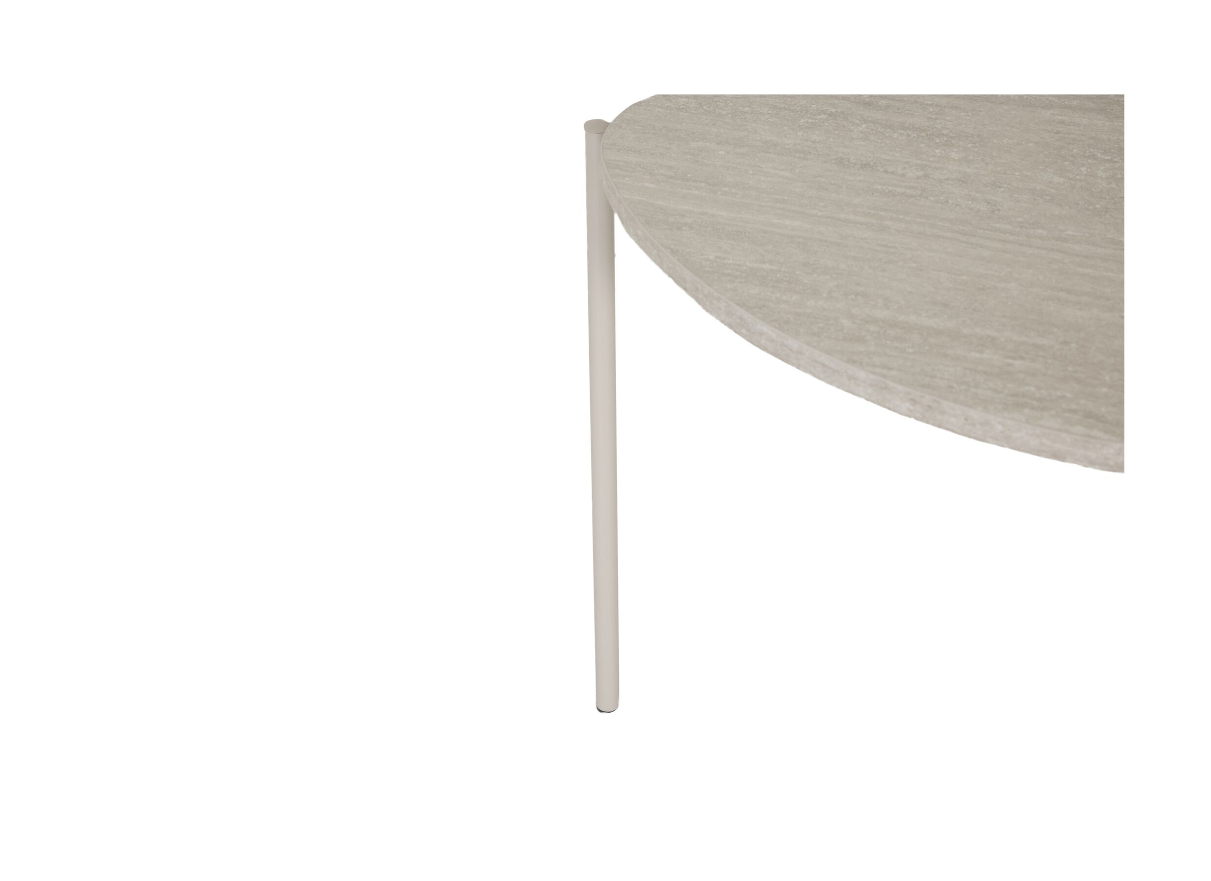 Detail - Table basse Trio Ø50cm - HPL - travertin tivoli & sable