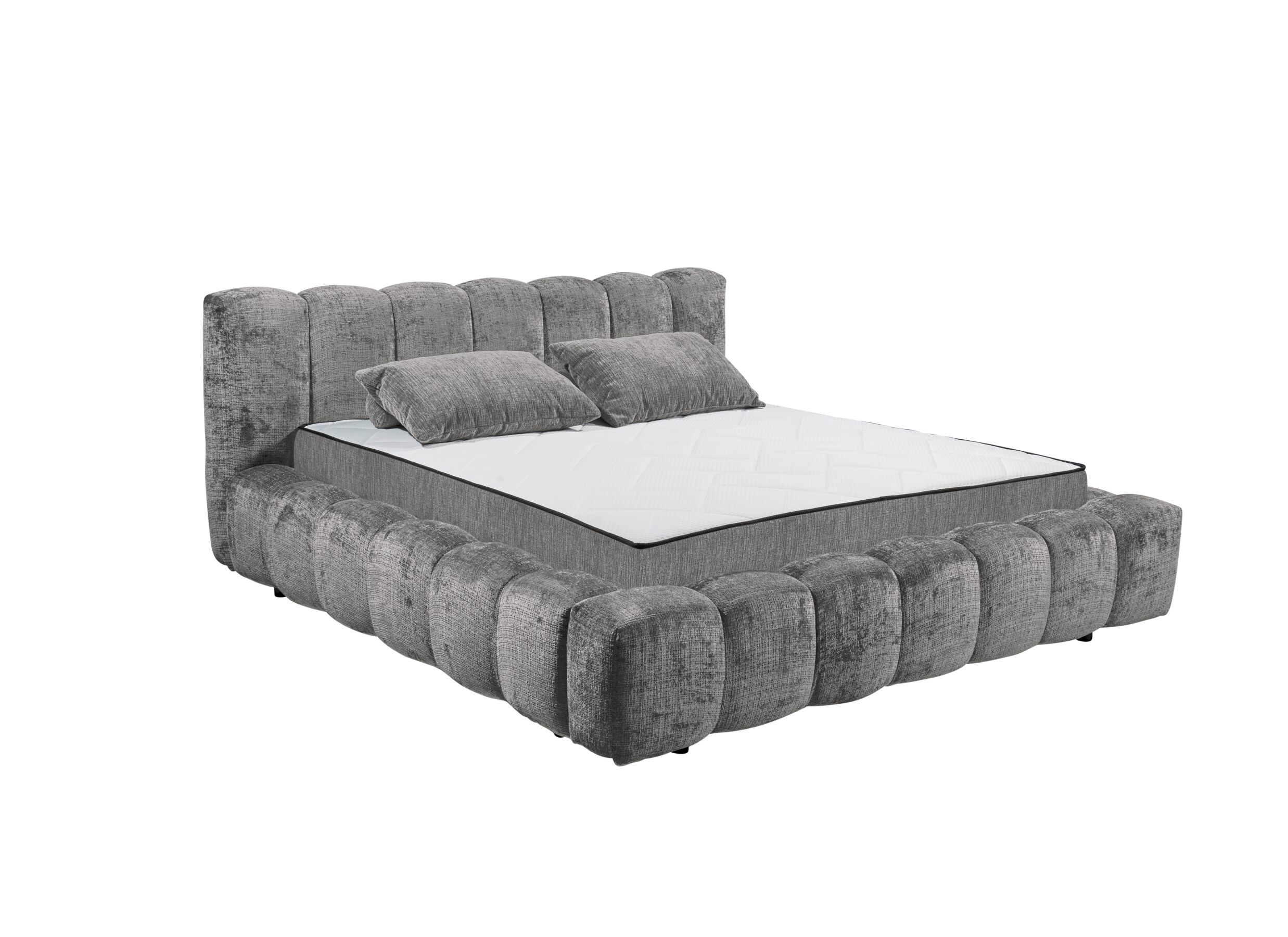 Gestoffeerd bed Bexley 160x200cm - stof - grijs inclusief bodem en matras - Bexley 160x200cm - tissu - gris avec sommier et matelas inclus