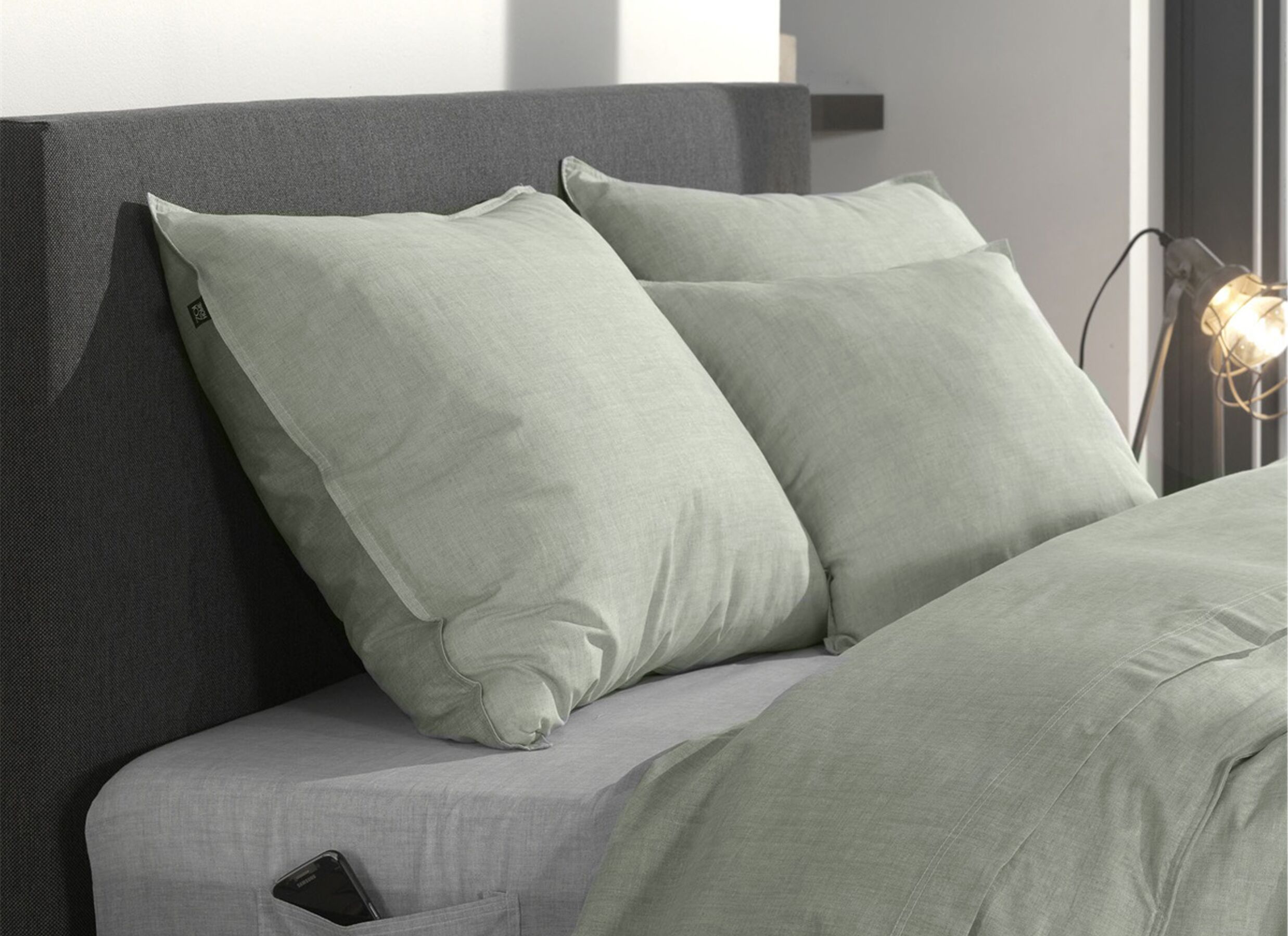 Foto ambiance - Taie d'oreiller 60x70cm - coton - moss green