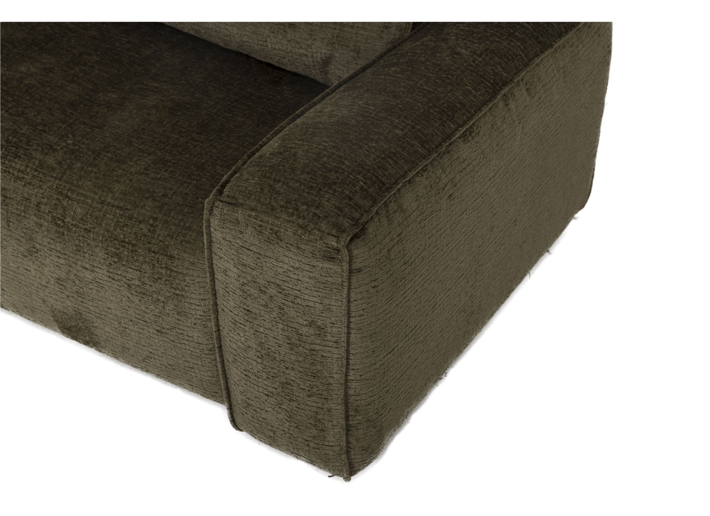 Detail - Canapé d'angle Luras 316x315cm - tissu army avec pouf