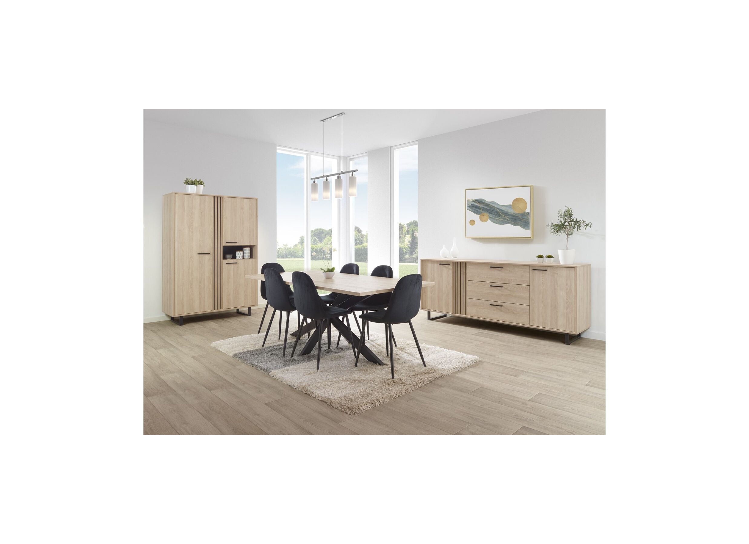 Foto ambiance - Table Faro 170x95cm - melamine - chêne sable