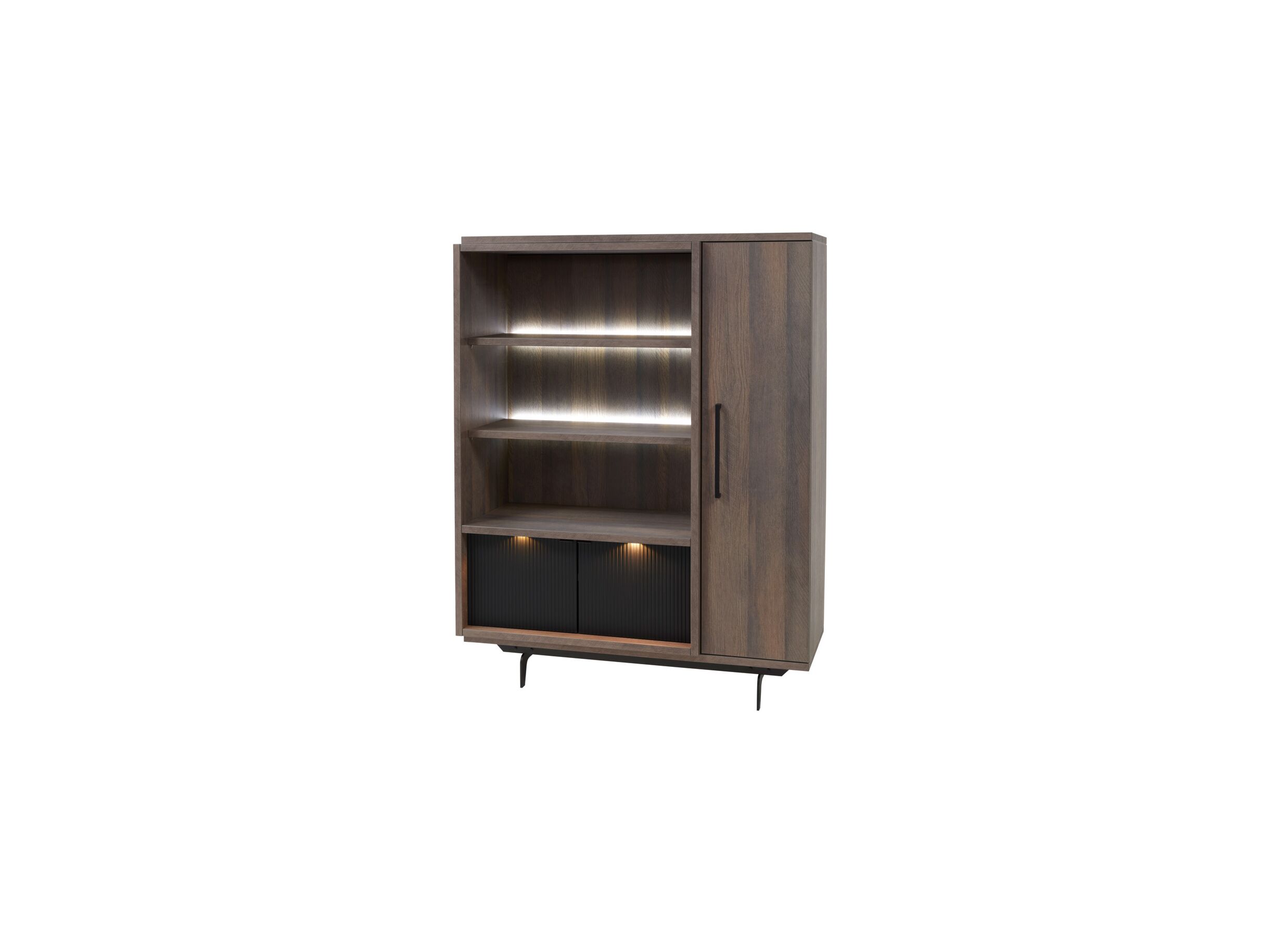 Vitrinekast Trentino 131cm - decor - gouden eik/mat zwart