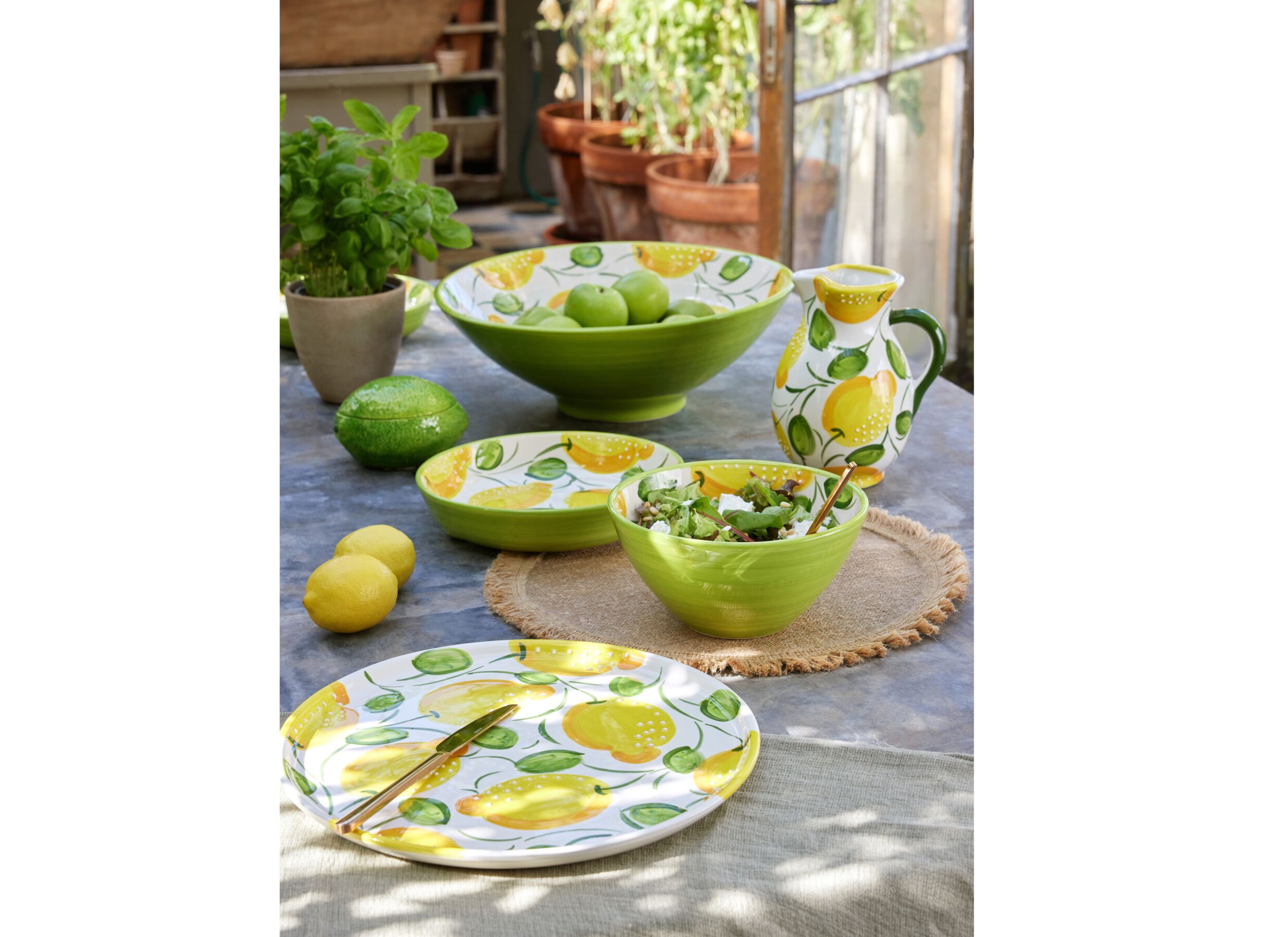 Sfeerfoto - Schaal Citroen Ø22cm - keramiek - groen & geel