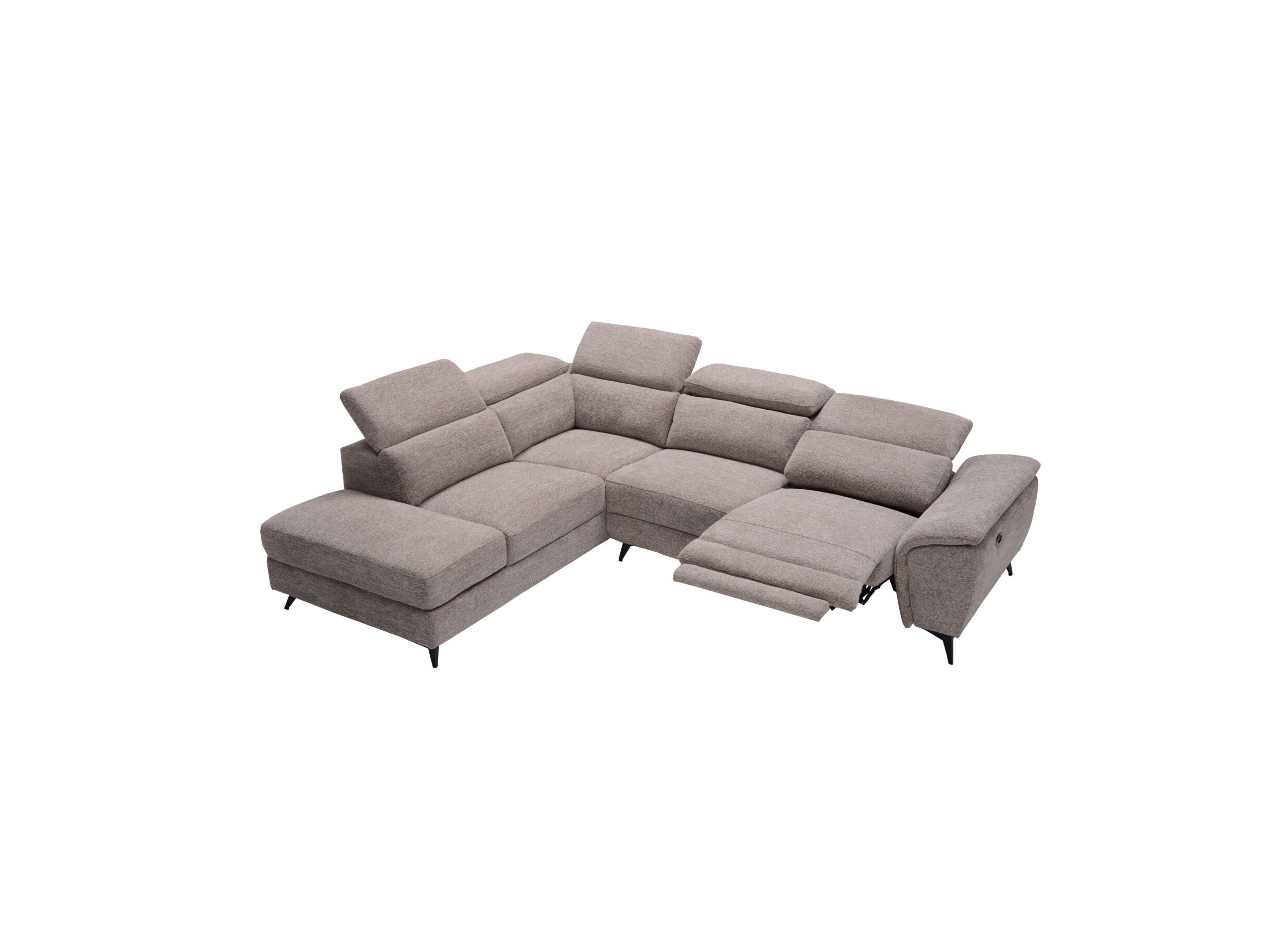 Aperçu - Canapé d'angle Perfume 284x224cm - tissu - gris clair avec relax