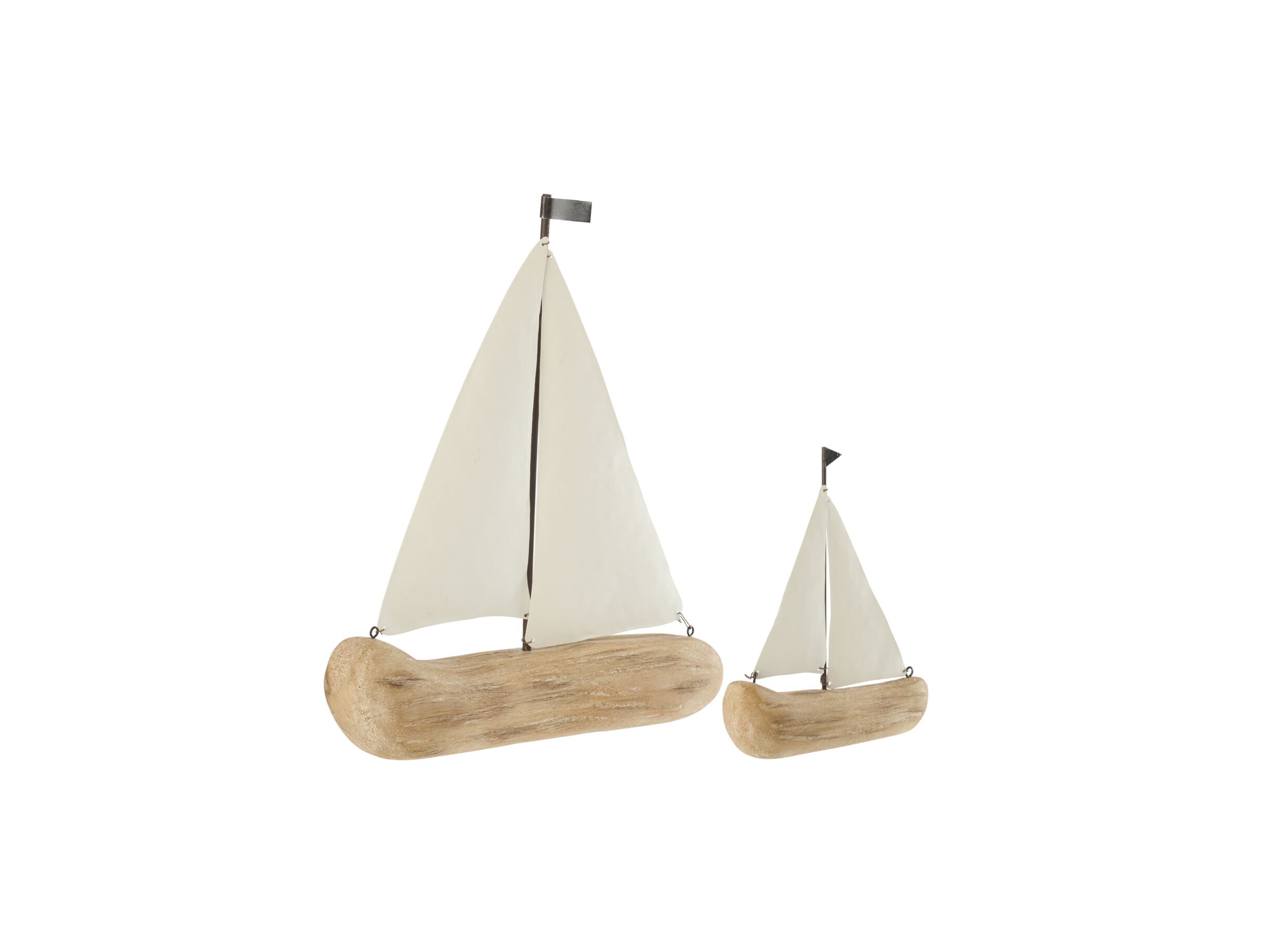 Setfoto - Deco Zeilboot H31cm - paulownia hout - naturel & wit