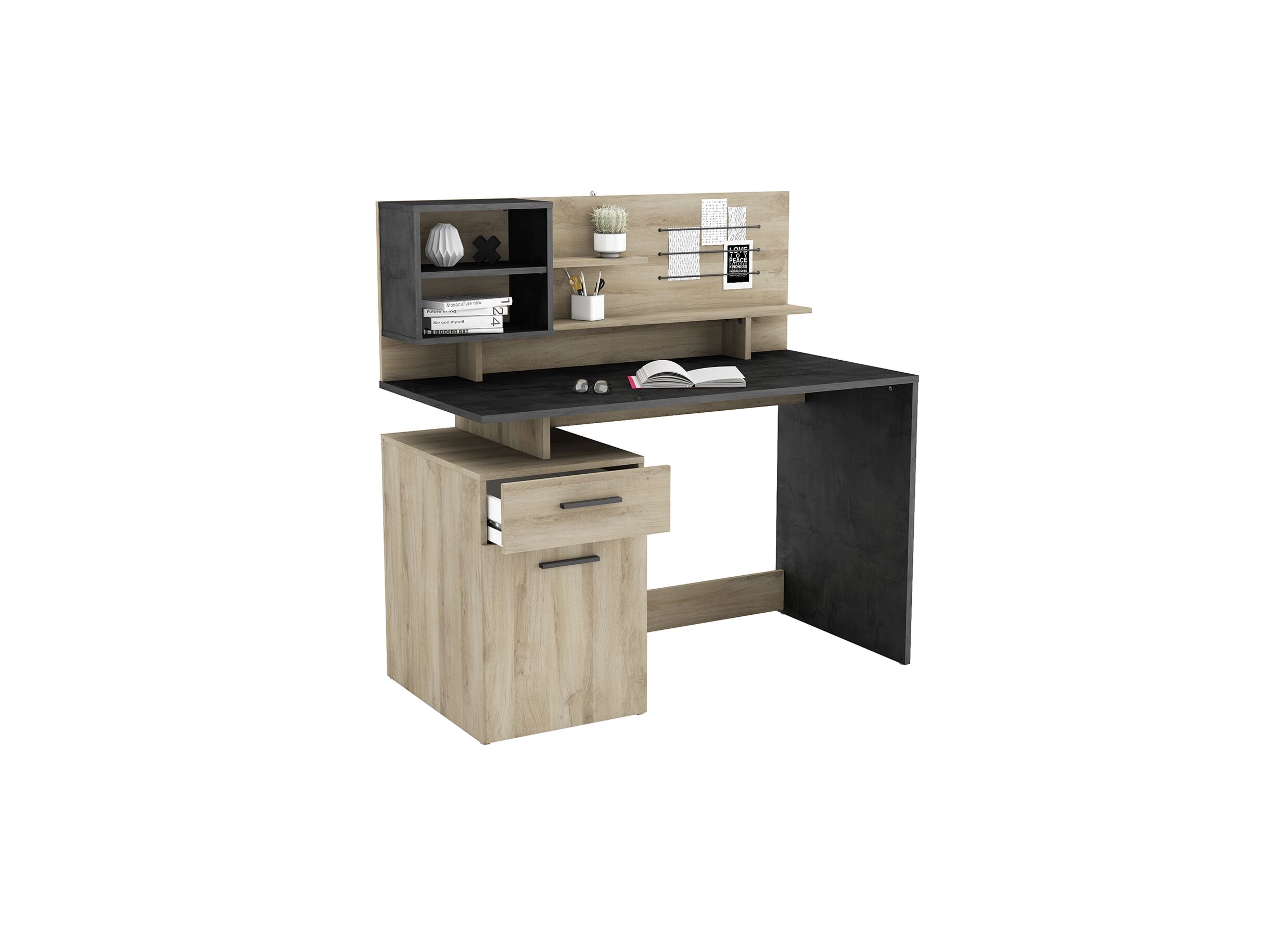 Bureau Malicia 122x59cm - decor - eik & zwart