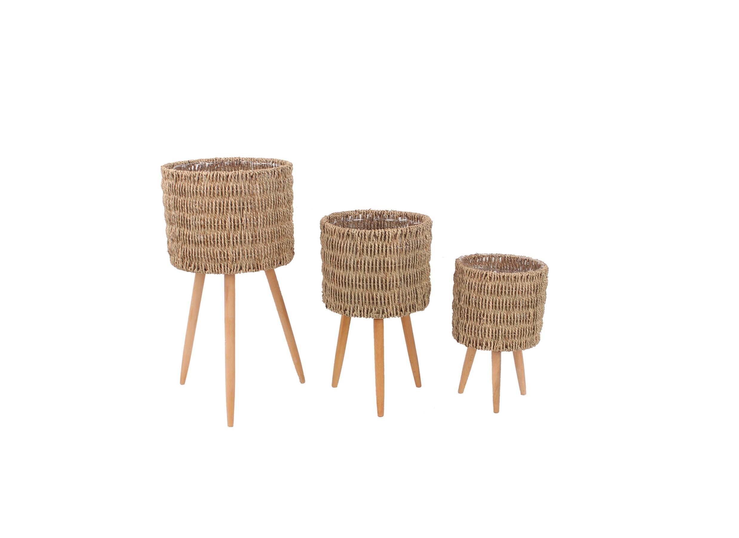 Plantenstandaard Reva set van 3 - zeegras - naturel - Support des plantes Reva lot de 3 - herbier marin - naturel