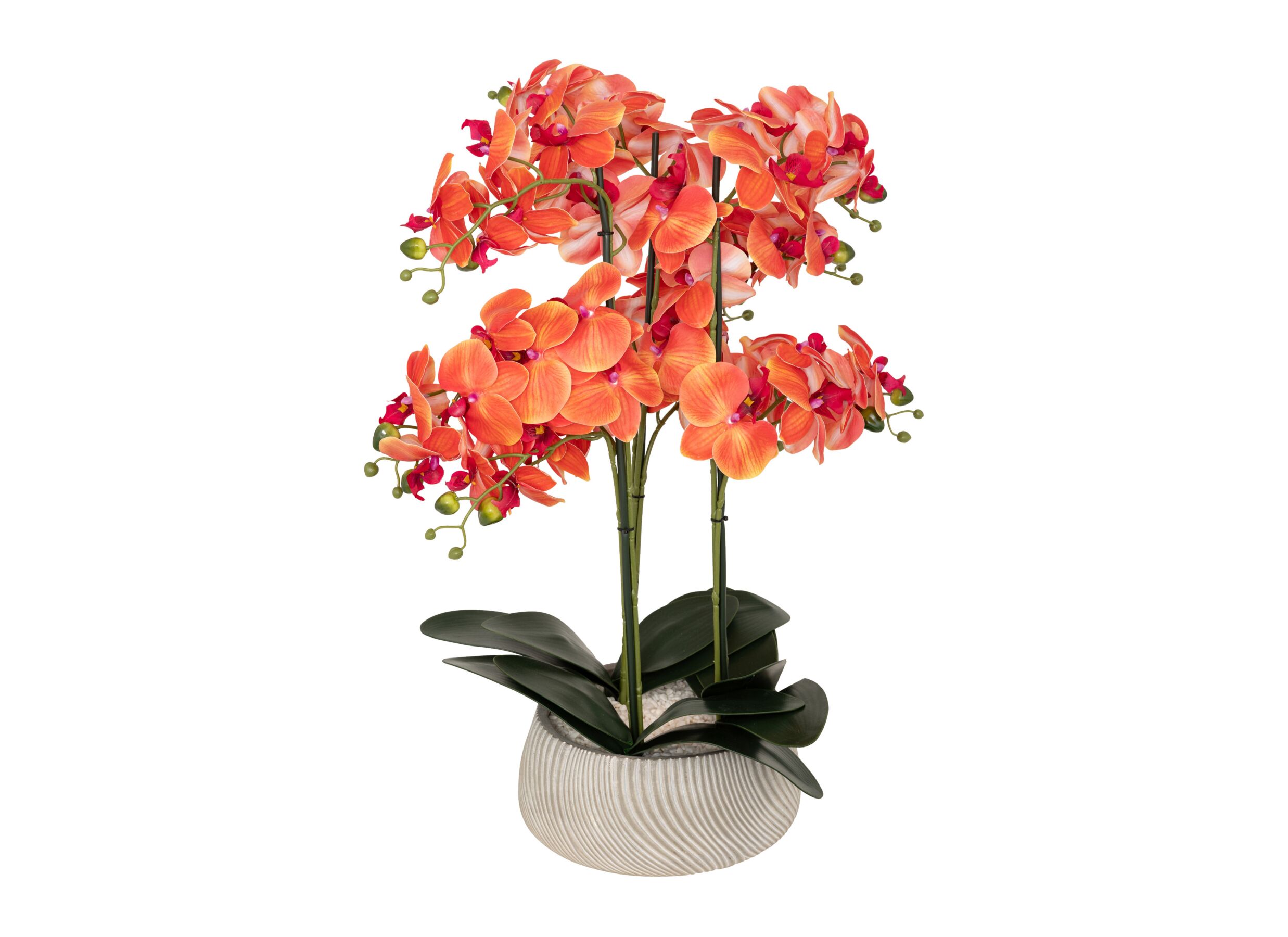 Hoofdfoto - Kunstplant Orchidee H60cm - kunststof/keramiek - oranje