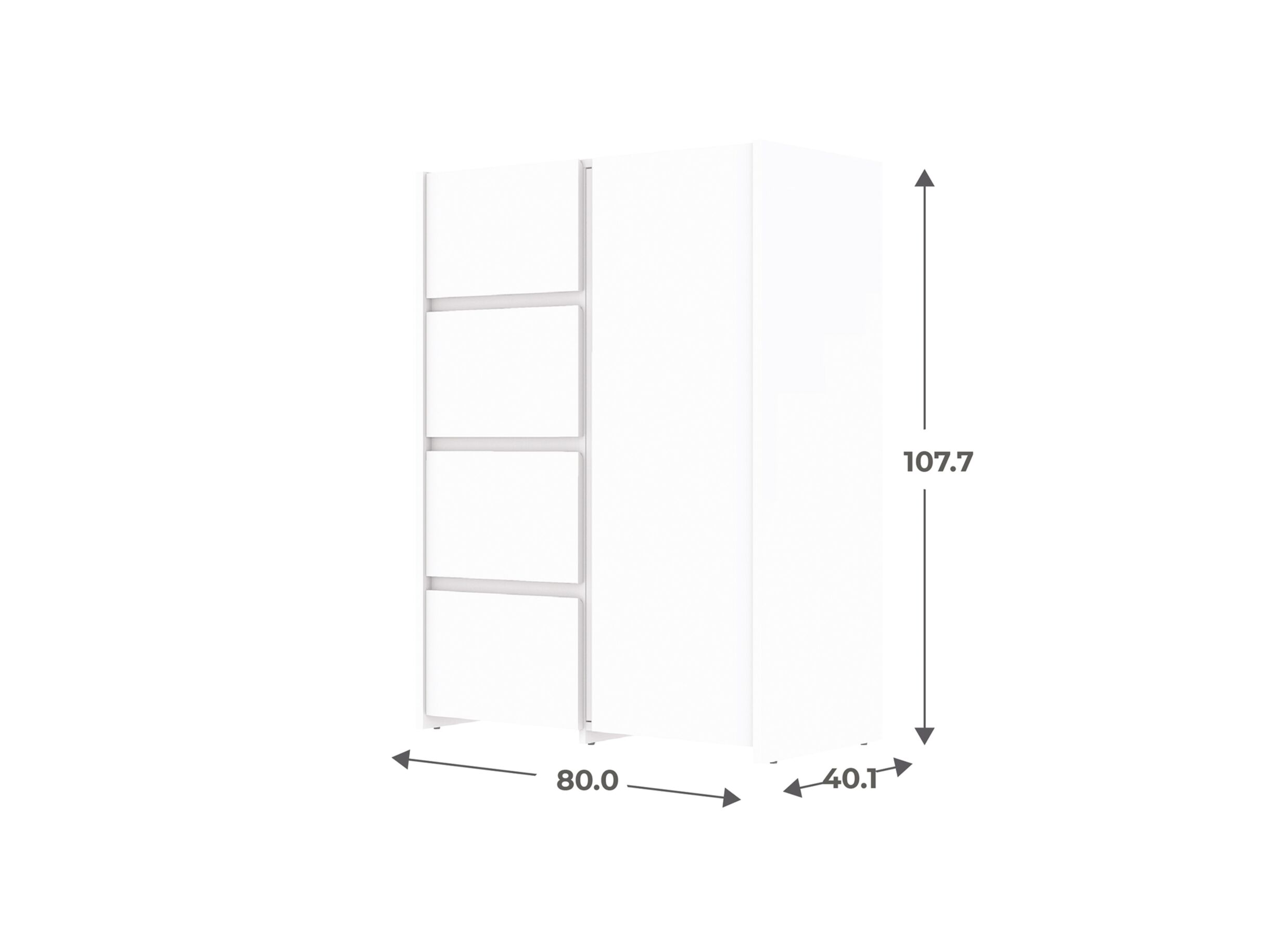 Afmetingen - Commode Mosaik 80x40x108cm - decor - wit