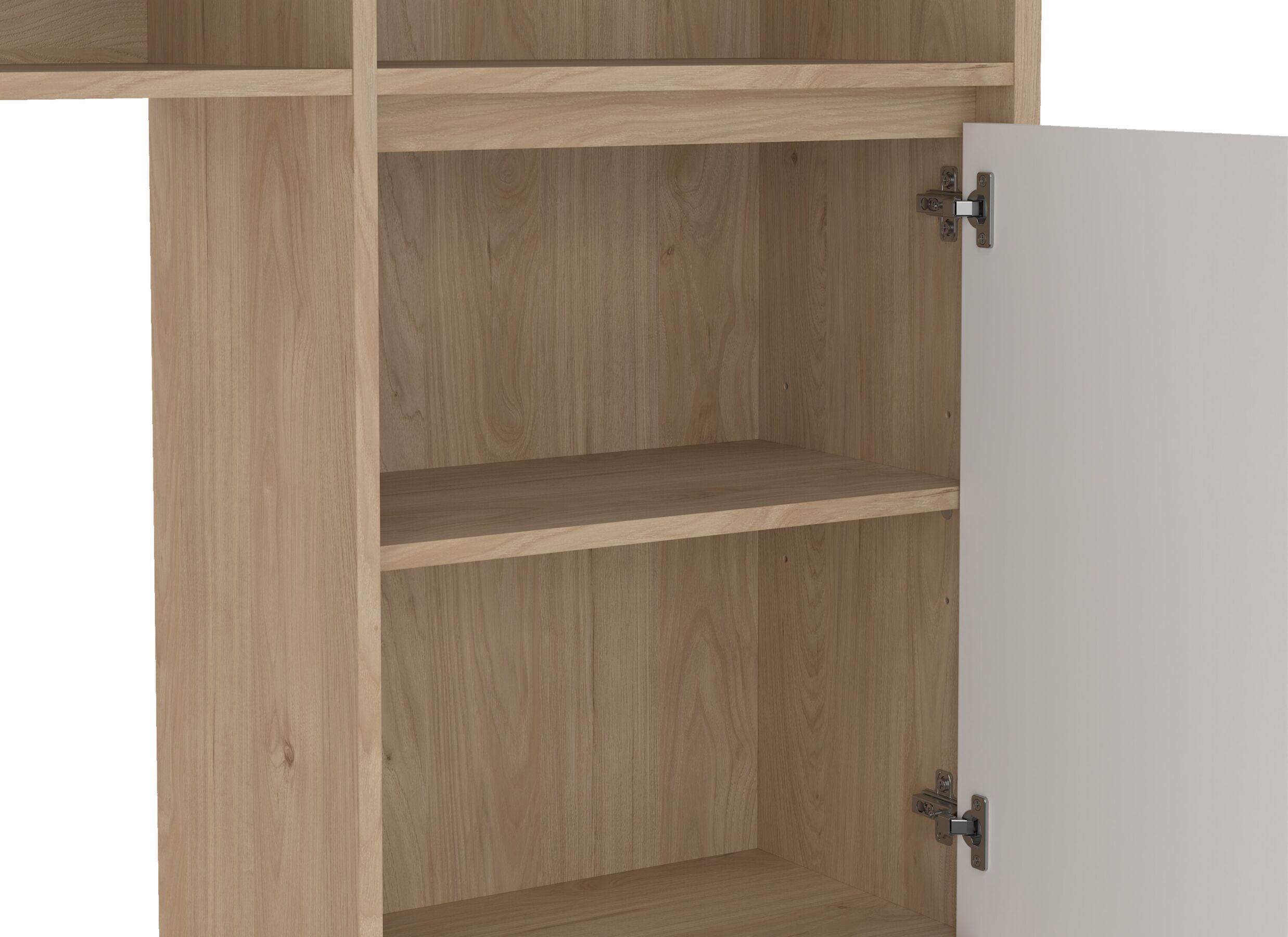 Detail - Meuble TV mural Next 209cm - mélamine - blanc brillant & jackson hickory