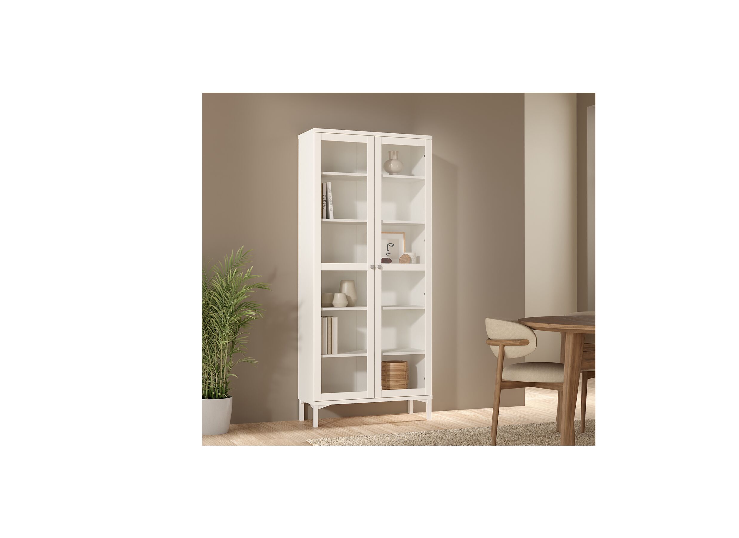 Vitrinekast Roma 89cm - decor - wit