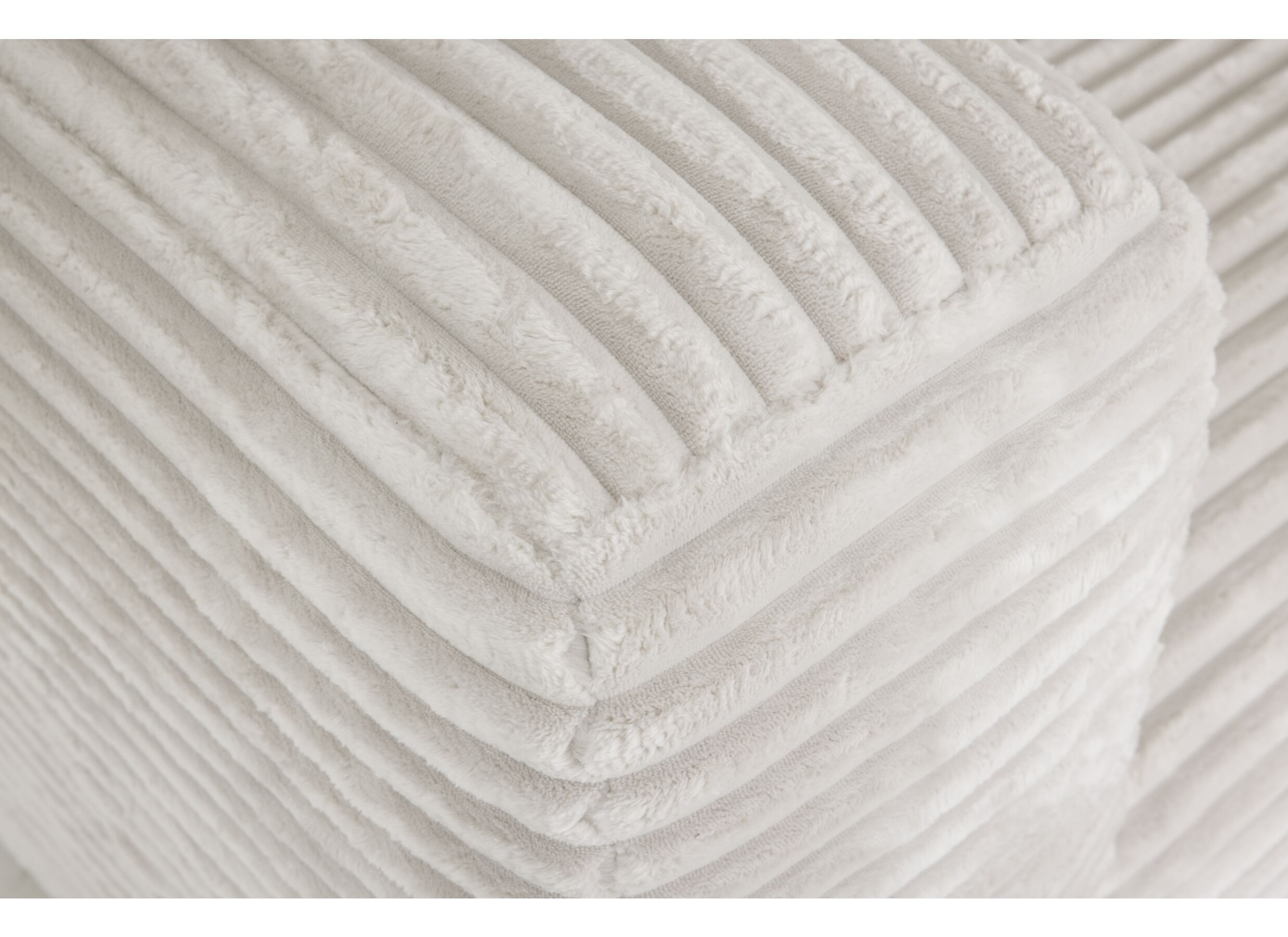 Detail - Canapé d'angle Nuoro HB 295x170cm - velours côtelé - blanc