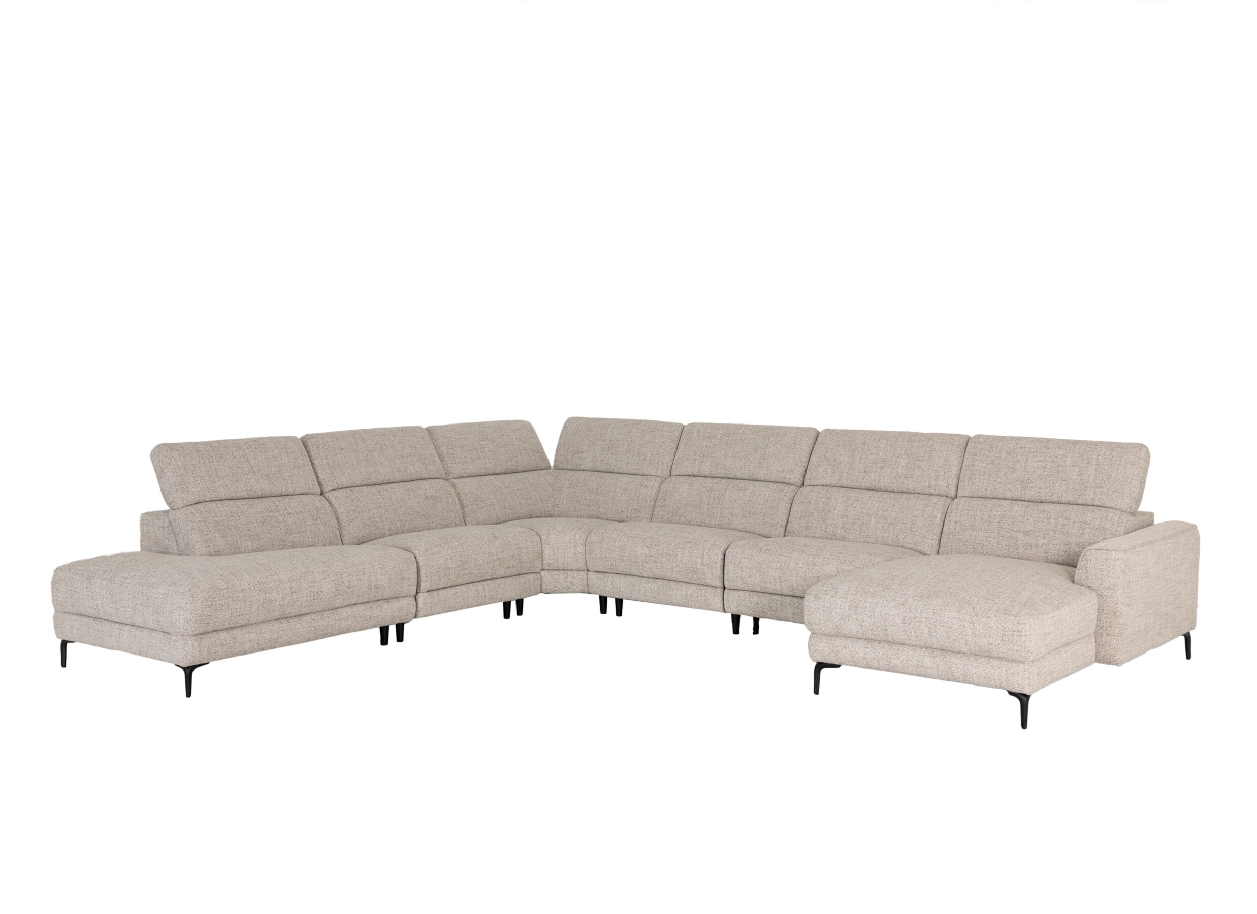 Aperçu - Canapé d'angle Vix 396x336cm - tissu - beige avec relax