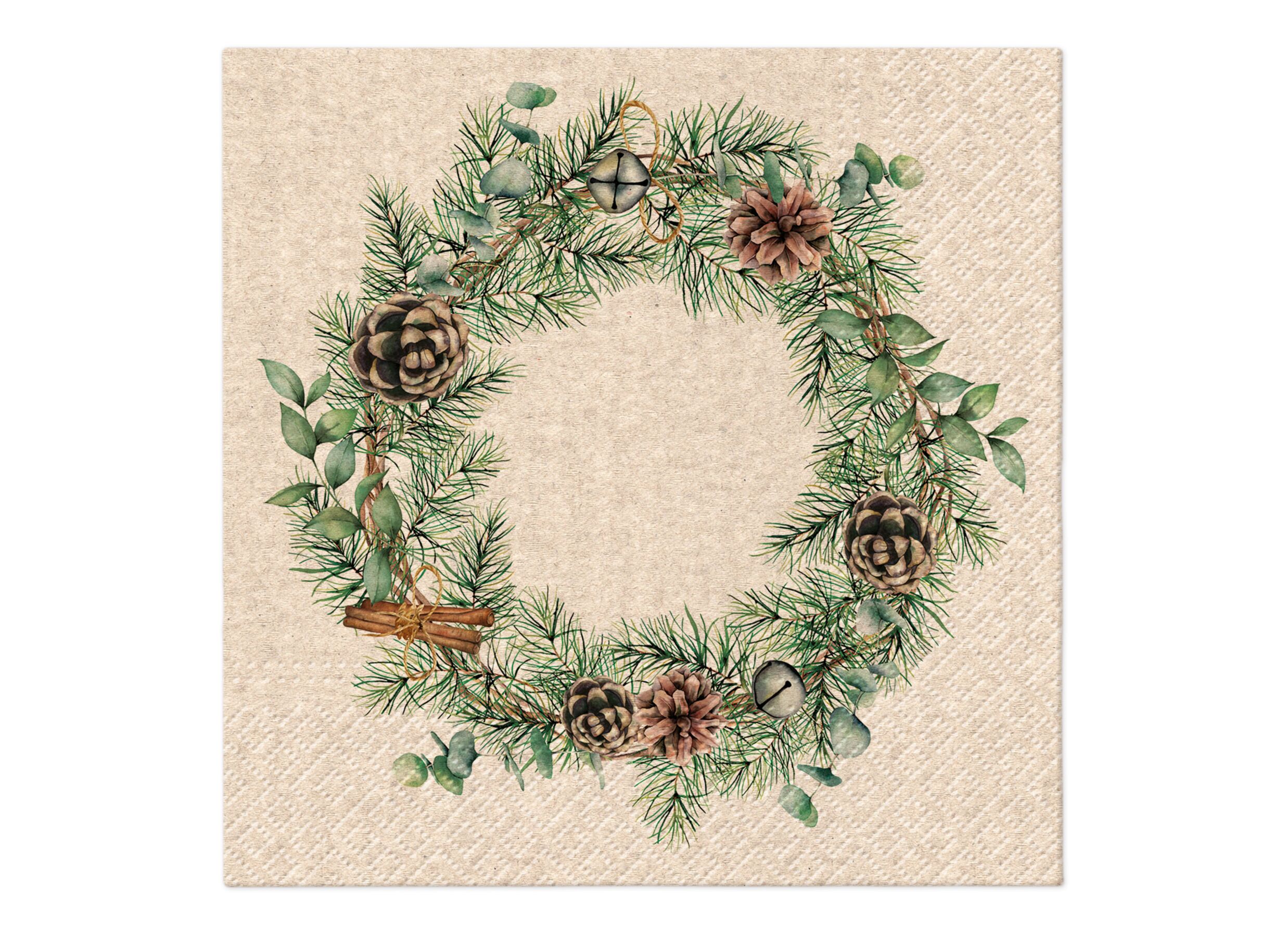 Serviette Christmas Garland 33x33cm - papier - multicolor - 20 stuks - Serviette Christmas Garland 33x33cm - papier - multicolore - 20 pièces
