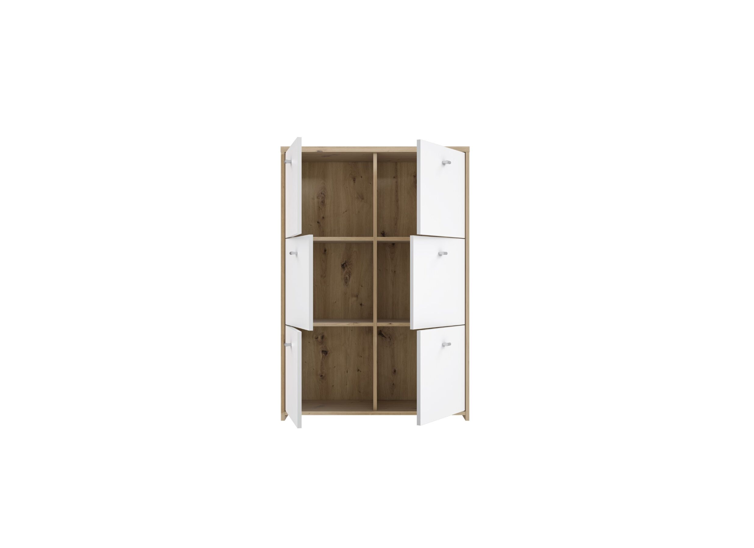 Kast Best Chest 77x30x113cm - meubelplaat - artisan eik/wit