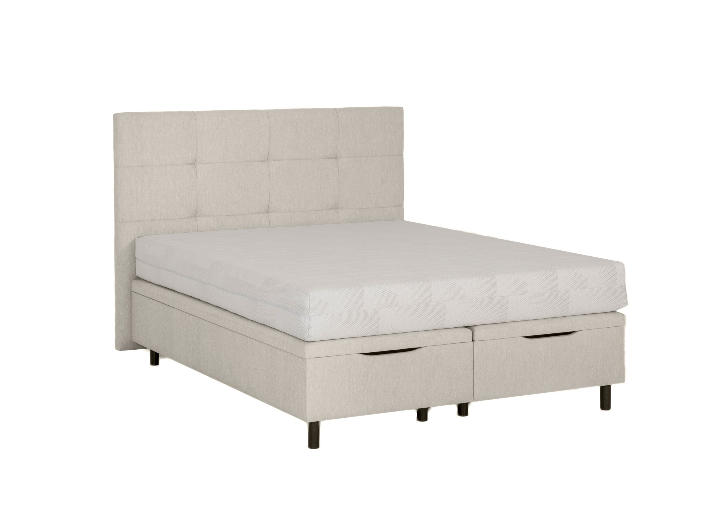 Plus Important - Lit box Cosy 180x200cm - tissu - beige avec rangement