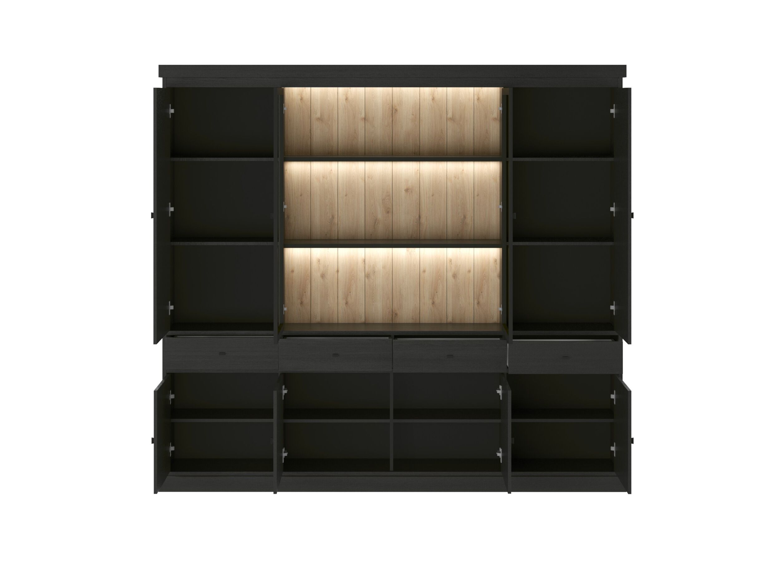 Disposition - Vitrine Valencia 240cm - décor - chêne noir