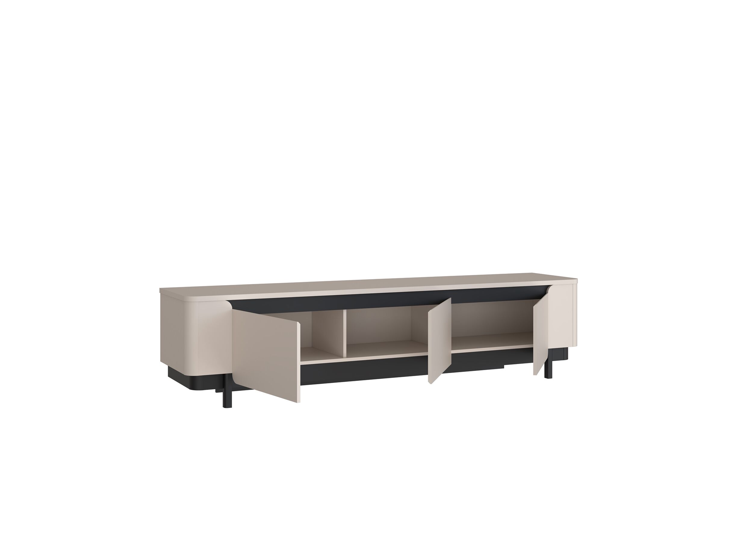 Tv-meubel Vodol 205cm - meubelplaat - zand/zwart