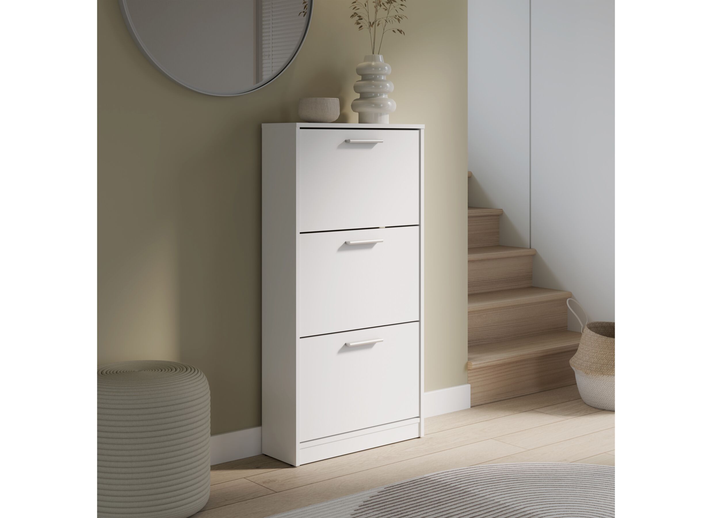 Foto ambiance - Armoire à chaussures Net402 58x20x116cm - décor - blanc