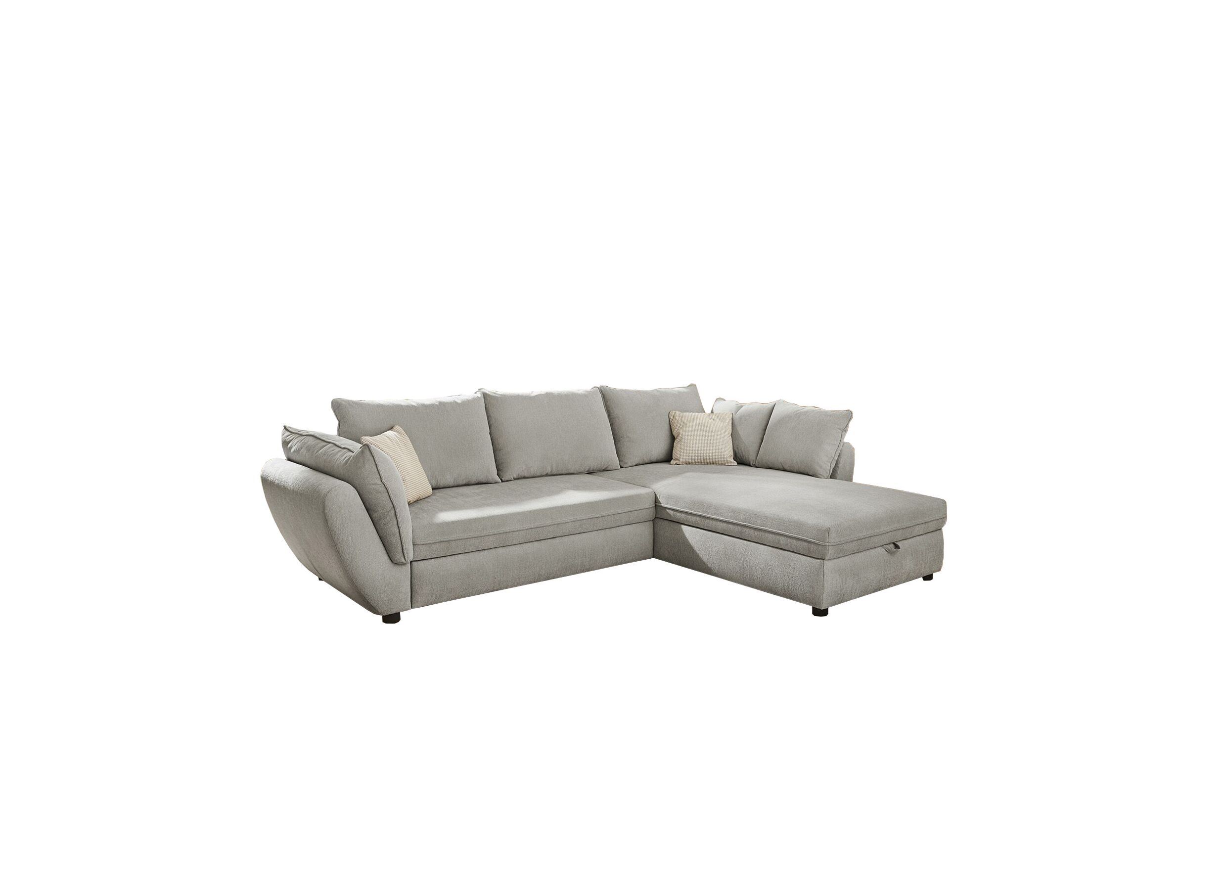 Canapé d'angle Jerez tissu gris avec fonction de lit et rangement - Canapé d'angle Jerez 303x205cm - tissu - gris avec fonction de lit et rangement