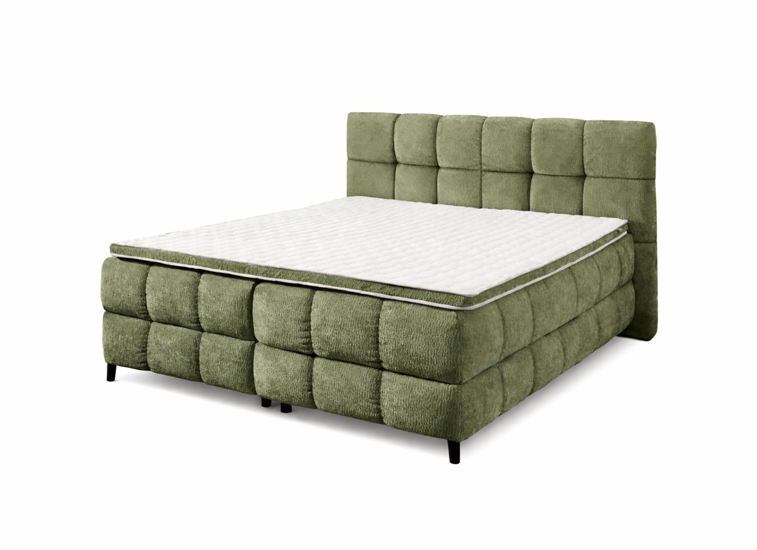 Bedbox Molly 180x200cm - stof - groen met opbergruimte - Lit box Molly 180x200cm - tissu - vert avec rangement
