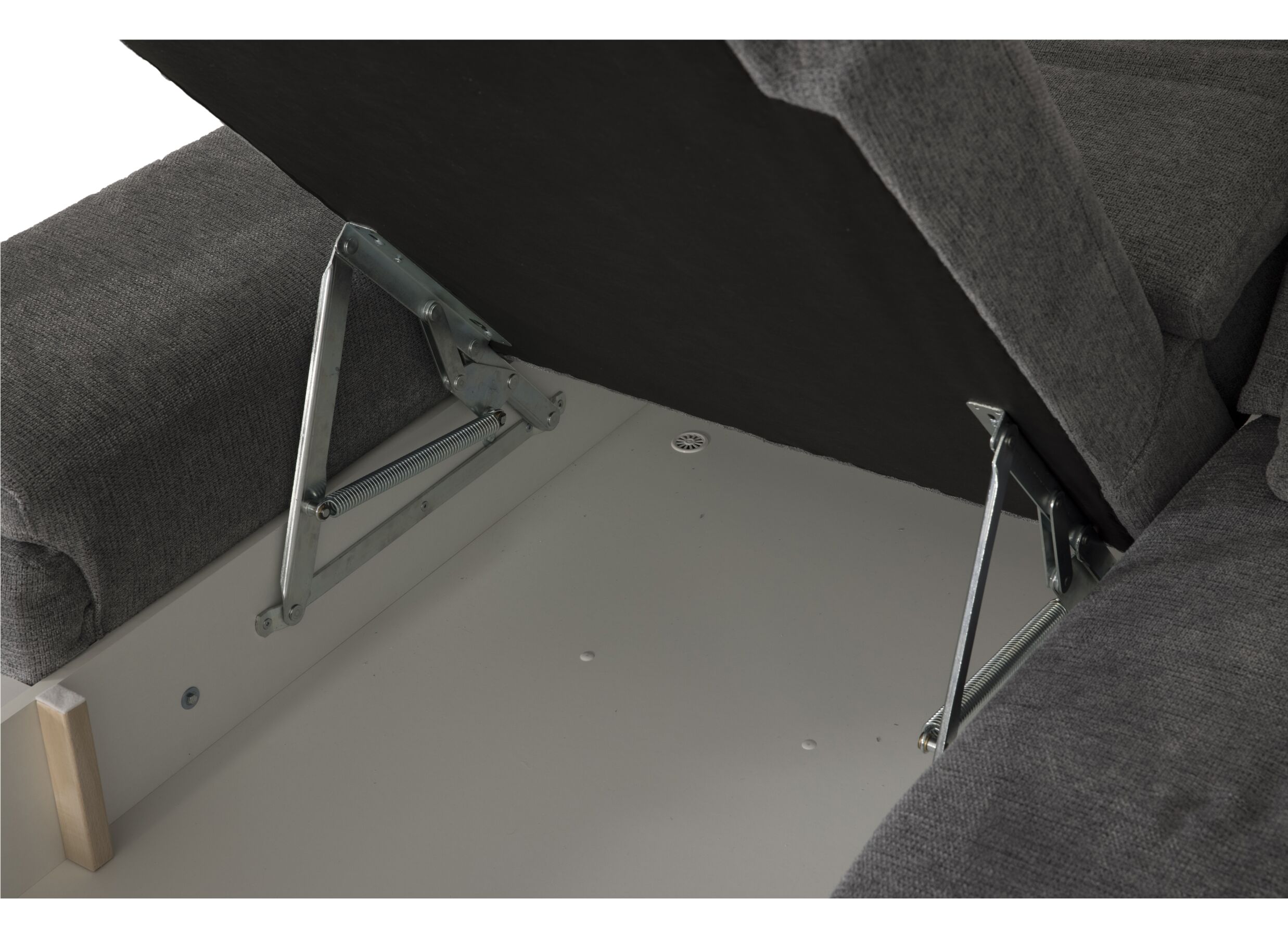 Hoeksalon Artus 371x260cm - stof - grijs met bedfunctie en opbergruimte