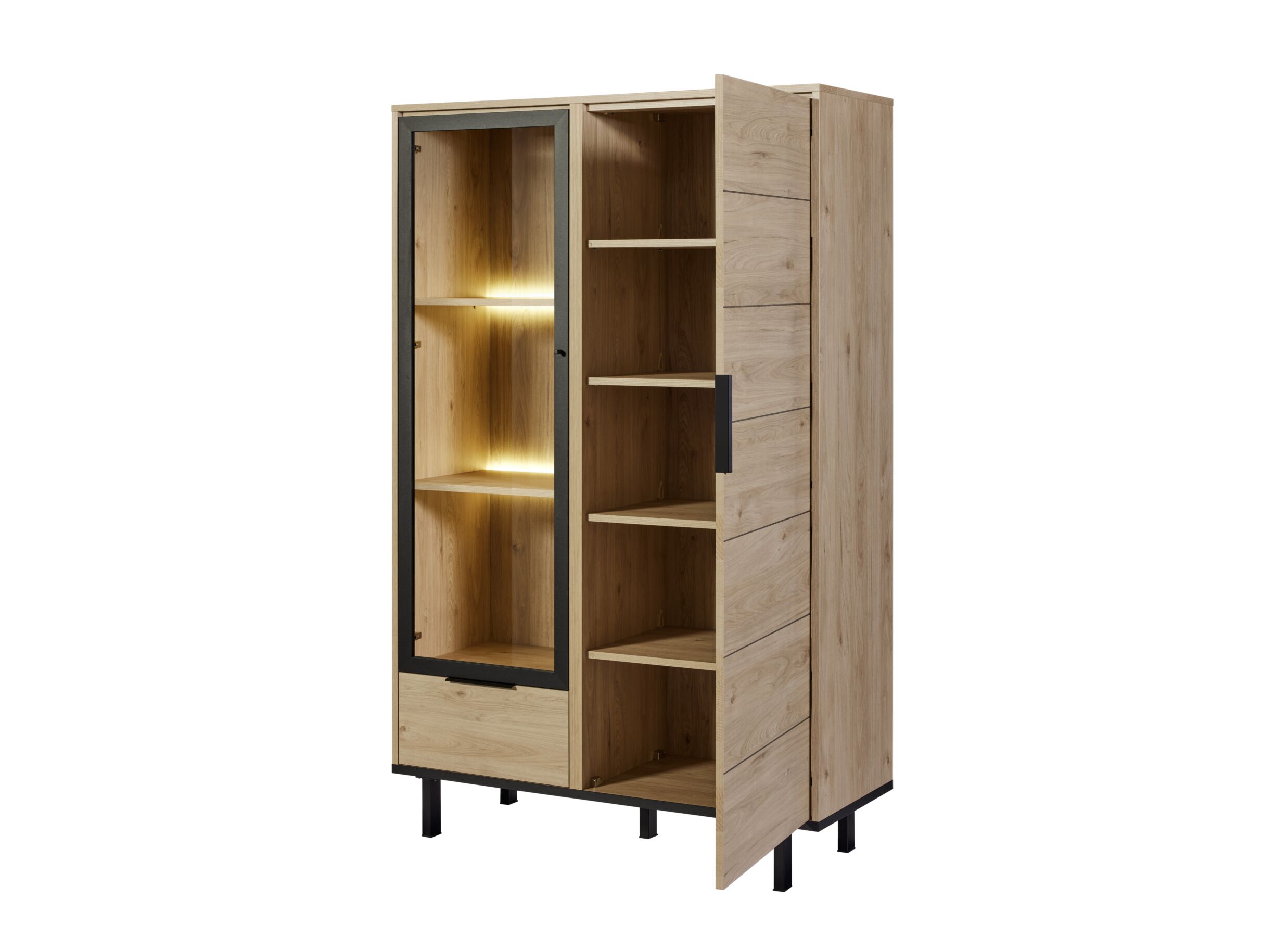 Indeling - Vitrinekast Toby 120cm - decor - castella oak