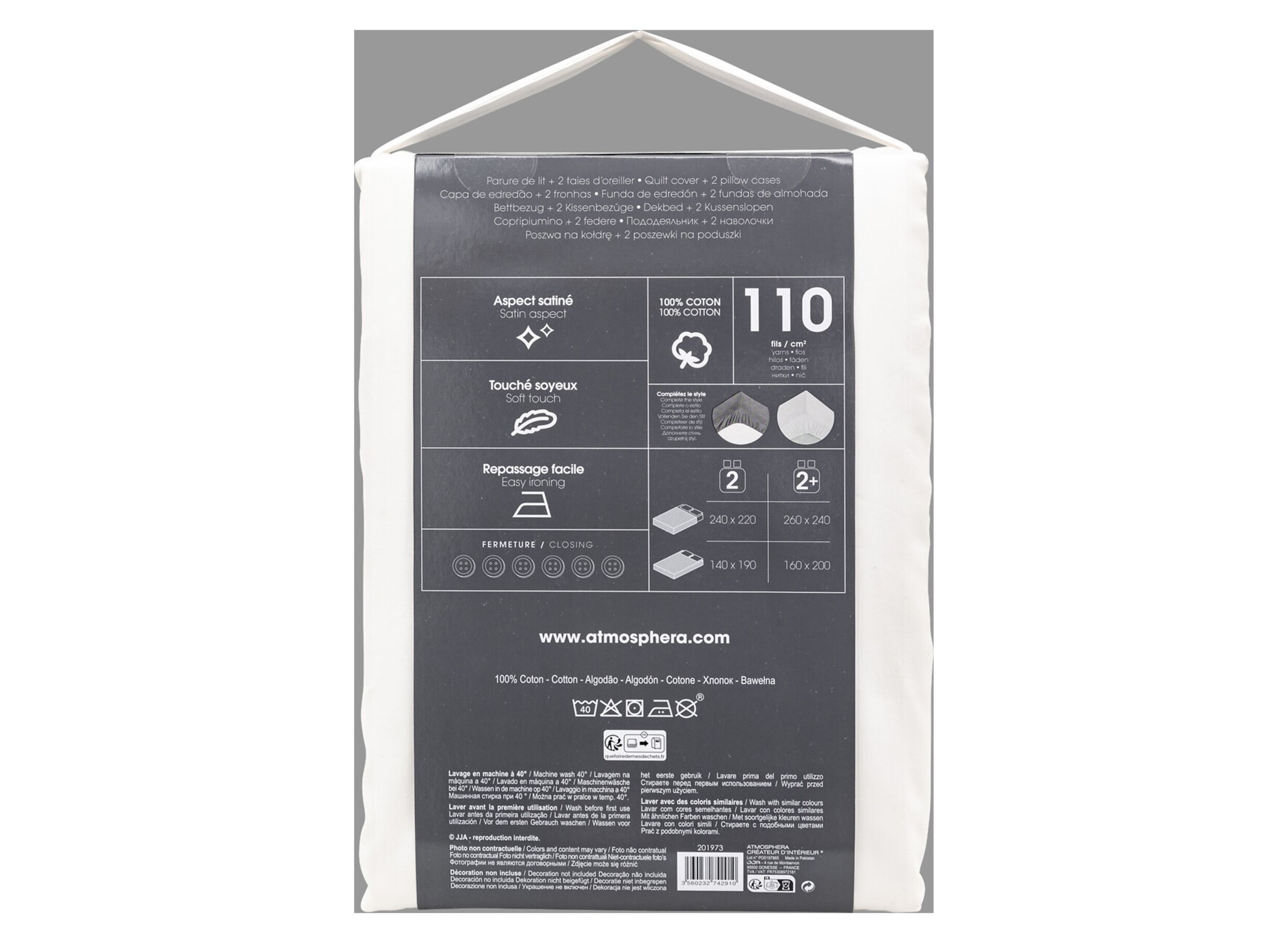 Overzichtsfoto - Dekbedovertrek 260x240cm - katoen - satijn wit