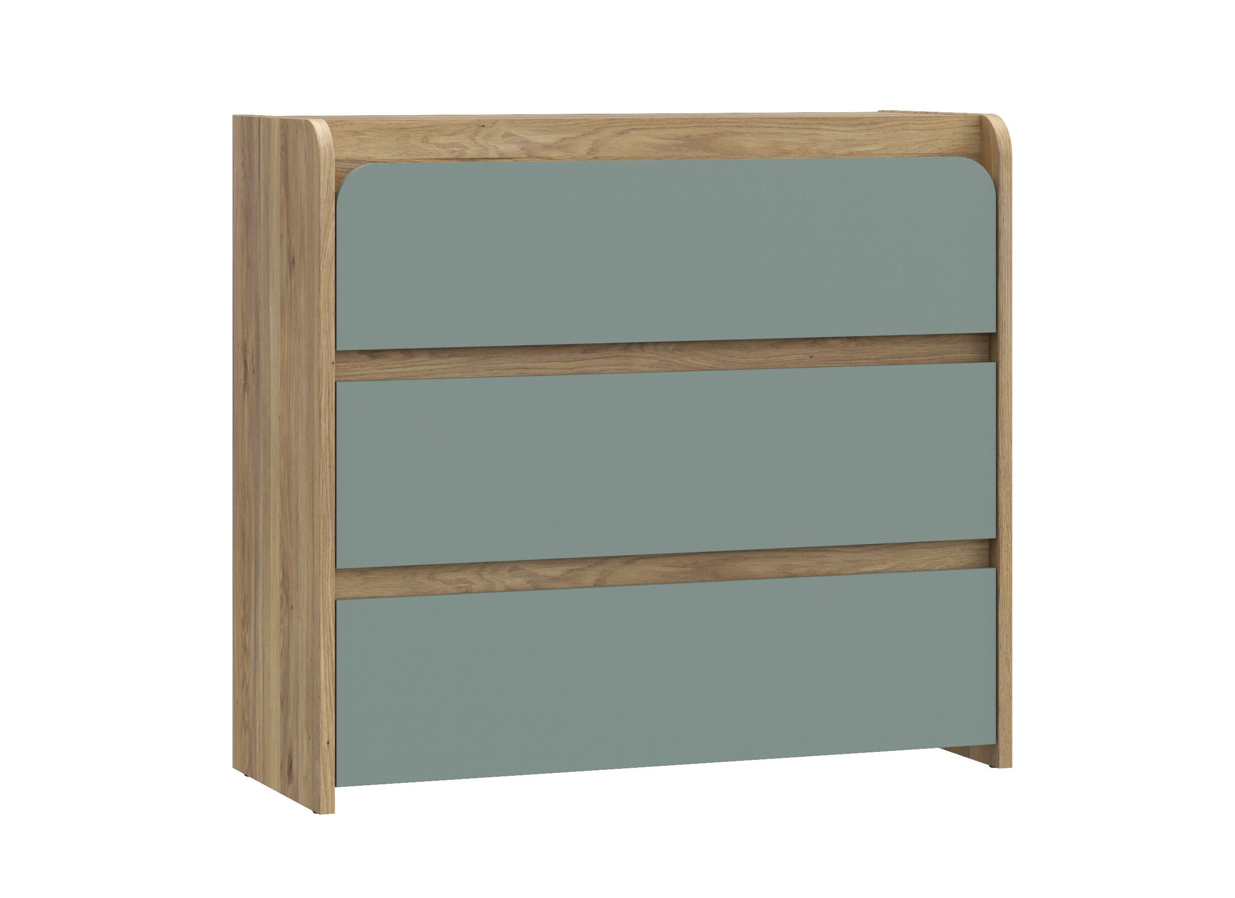 Plus Important - Commode Hoa 105x41x94cm - décor - chêne mauvella & vert