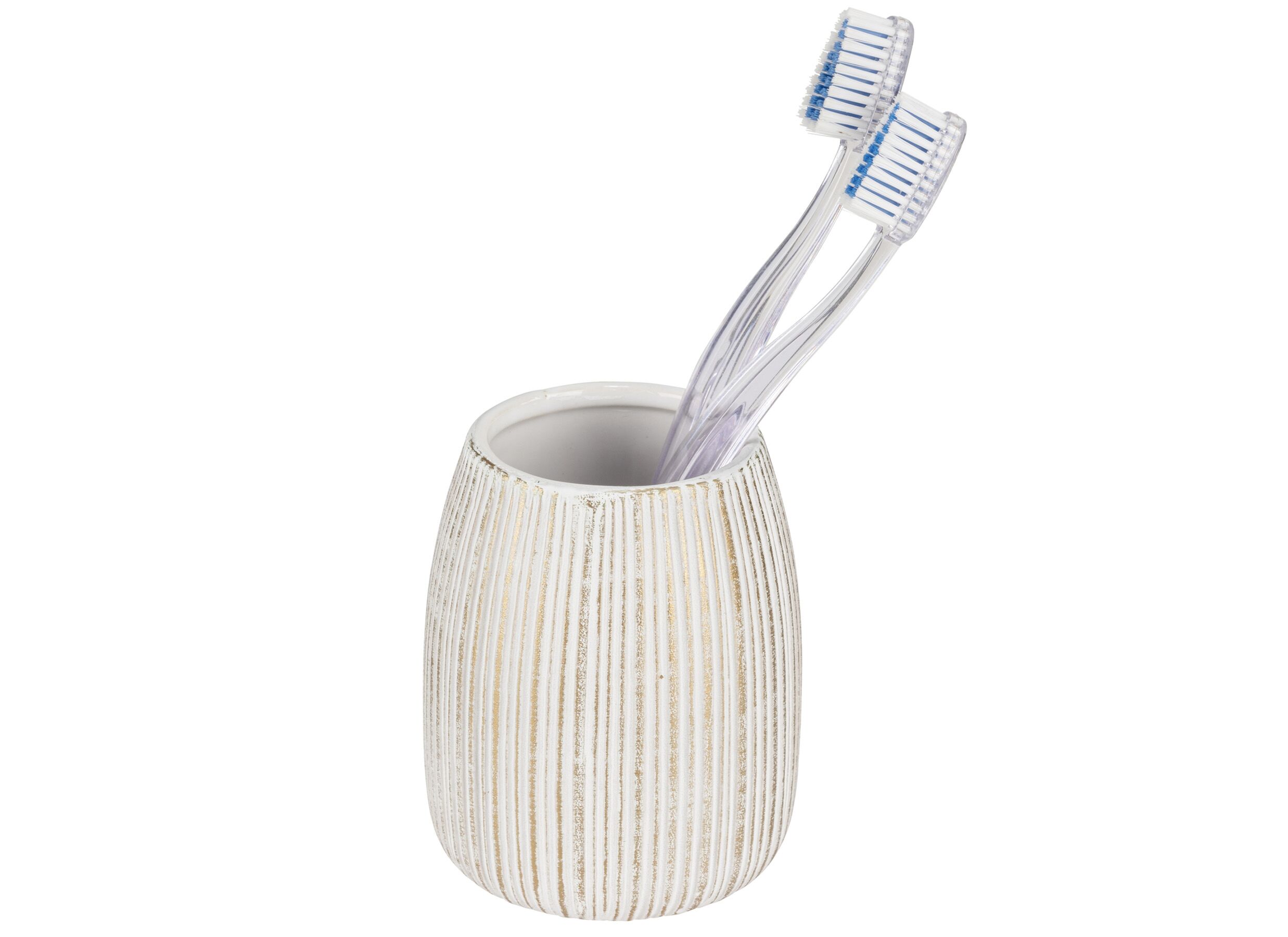 Foto ambiance - Porte brosse à dents Pascoli Ø9cm - céramique - blanc & doré
