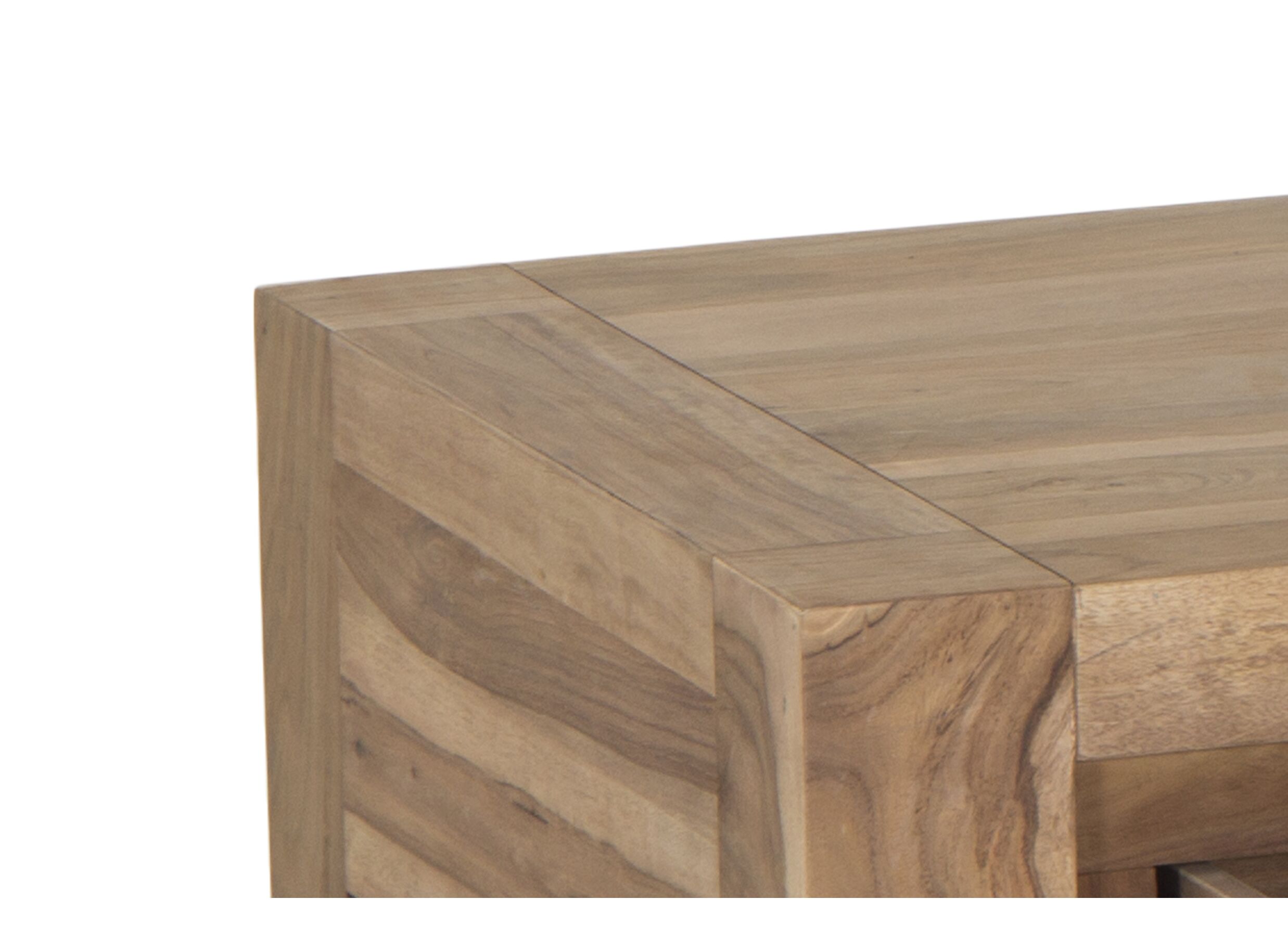 Table basse Carbone 125x65cm - sheesham massif & décor - naturel avec rangement