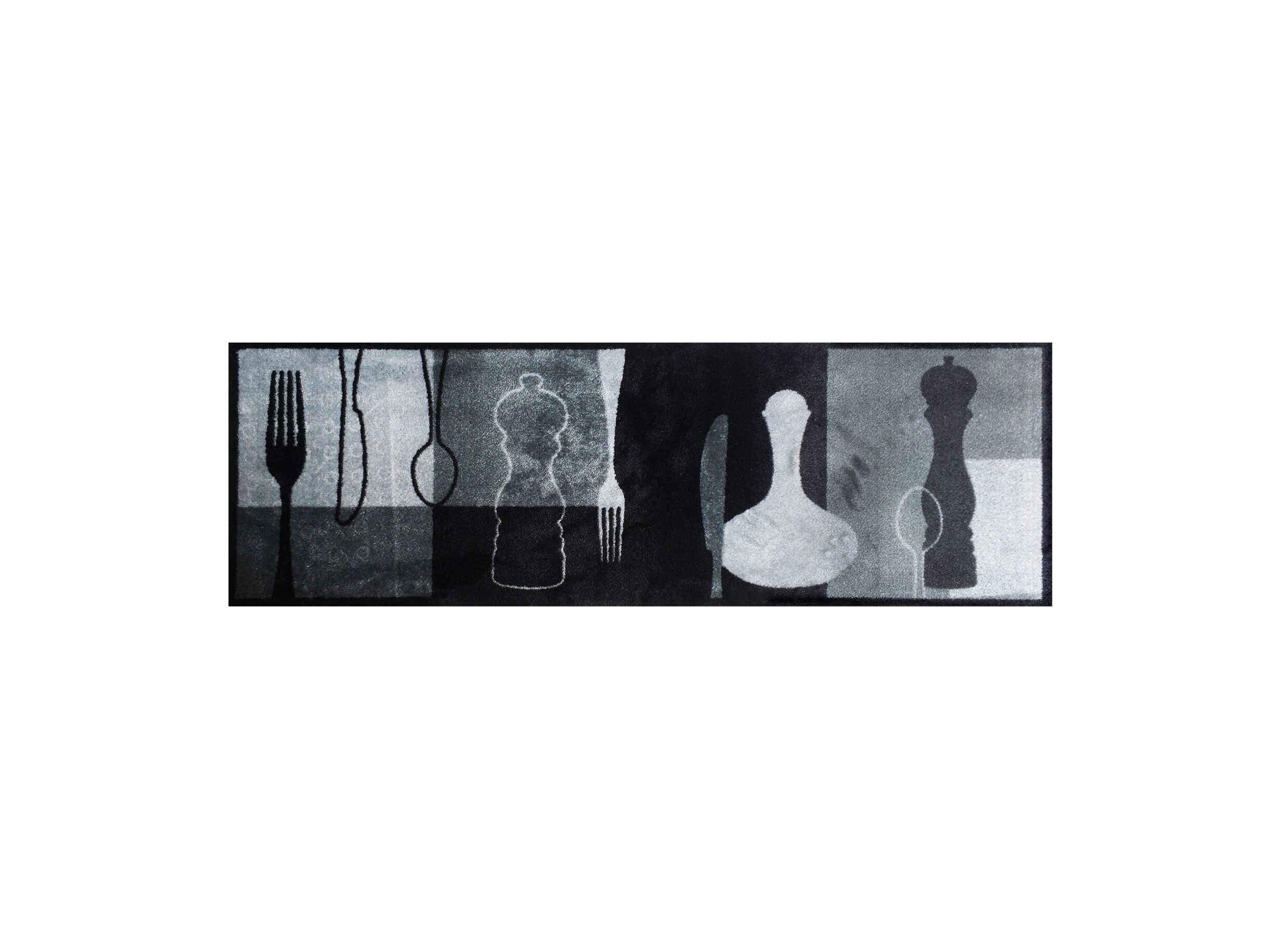 Keukenloper Decosoft 150x50cm - stof - zwart/grijs