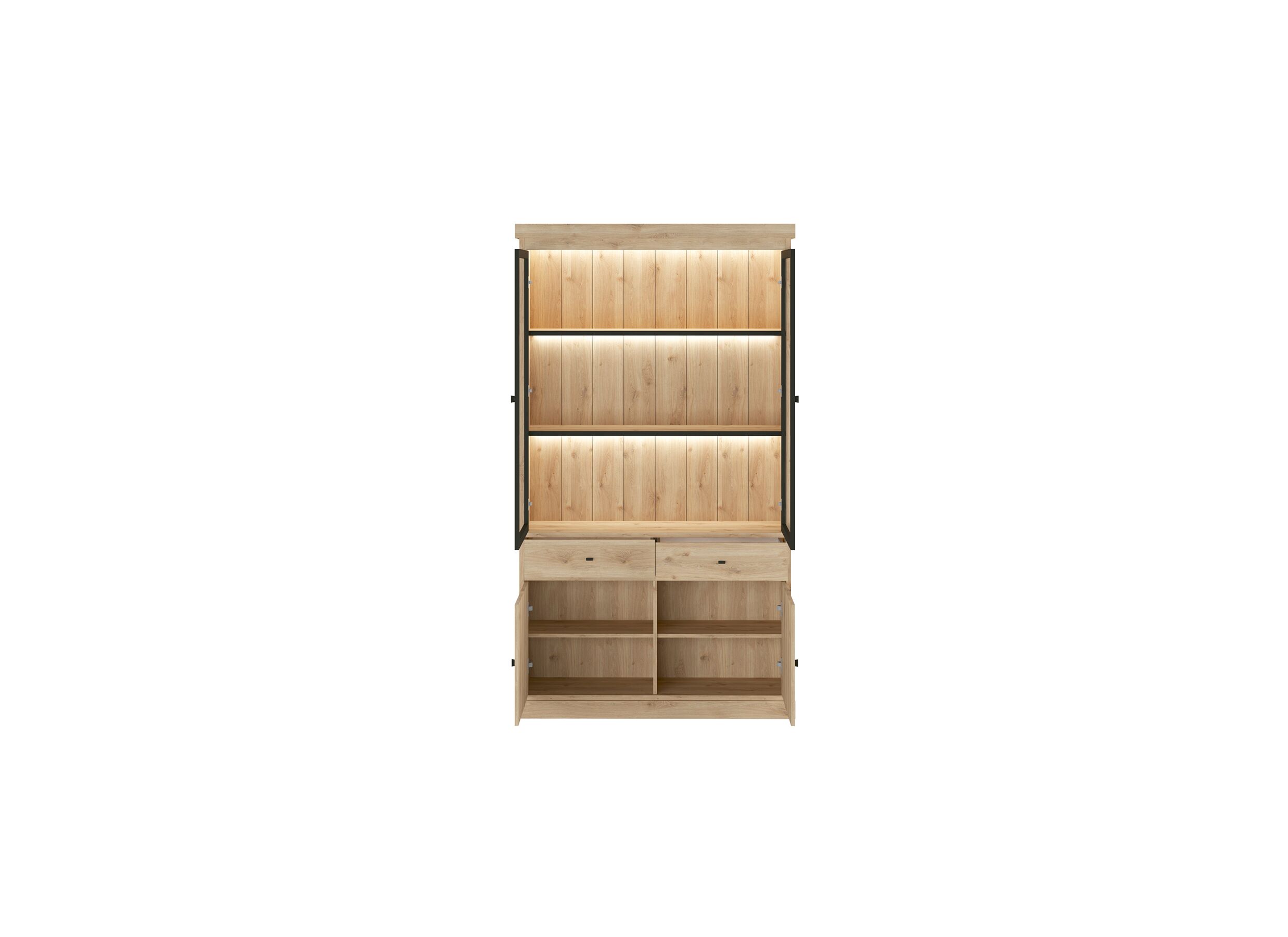 Vitrine Valencia 124cm - mélamine - chêne clair