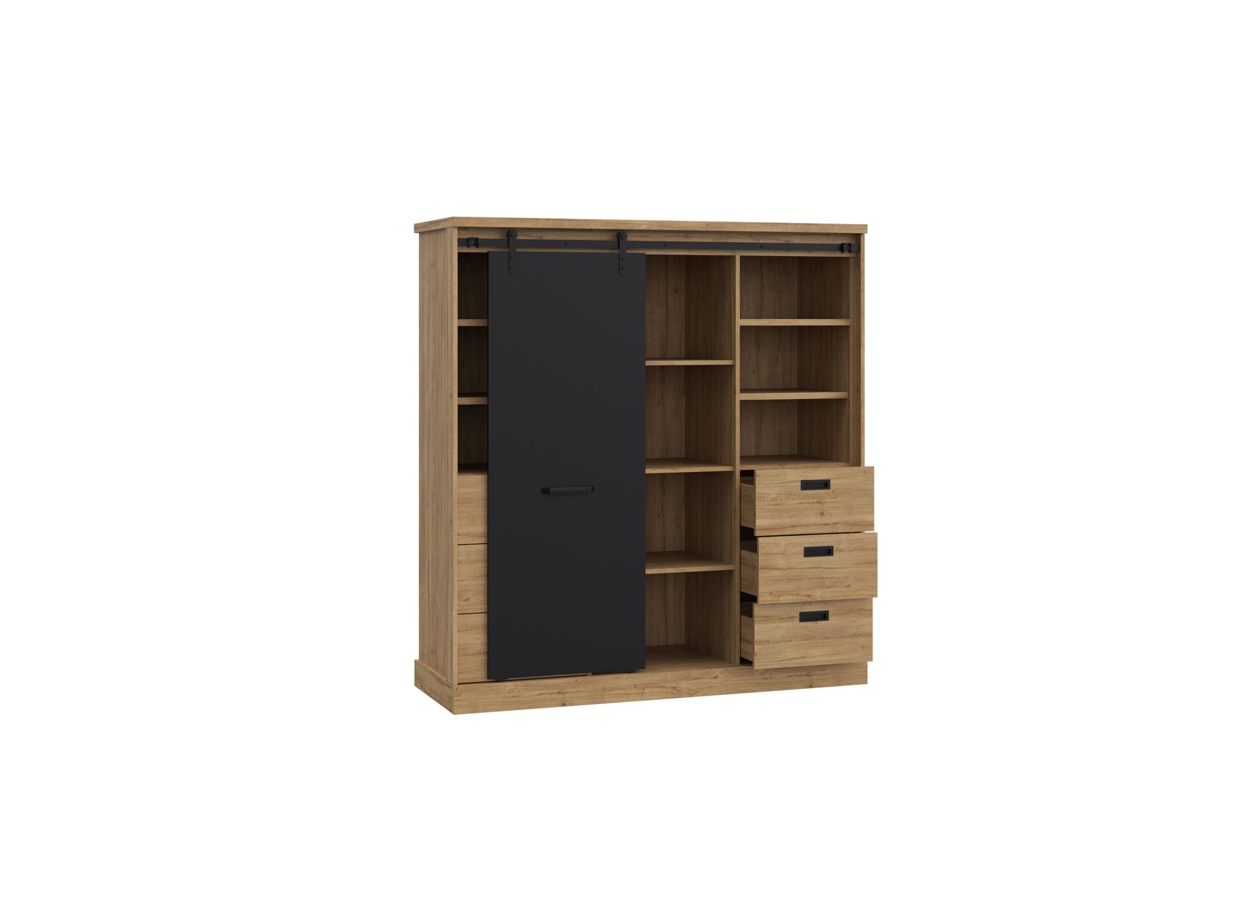 Buffetkast Kaszimiro 145cm - decor - waterford eik/ zwart