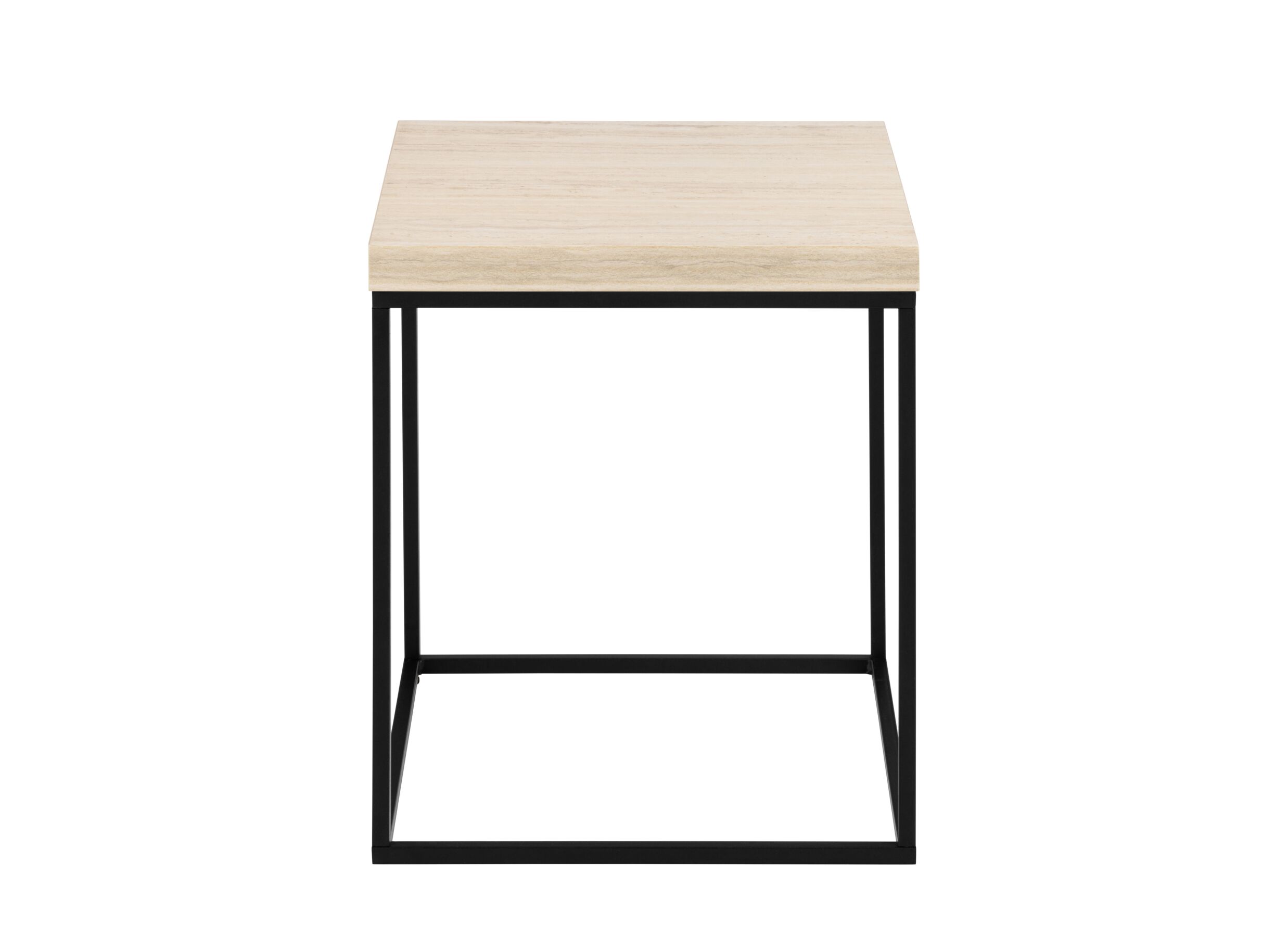 Hoofdfoto - Salontafel 40x40x45cm - decor & staal - travertijn look & zwart