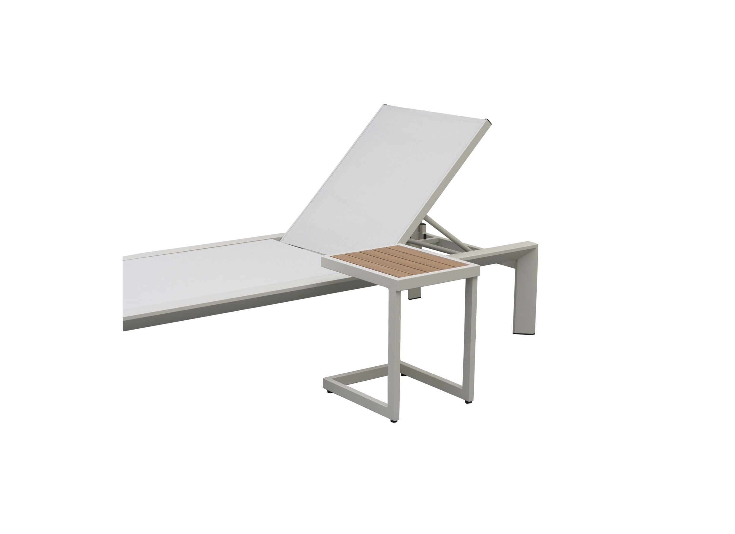 Photo ensemble - Table d'appoint Nirvana 40x32x45cm - aluminium/polywood - greige