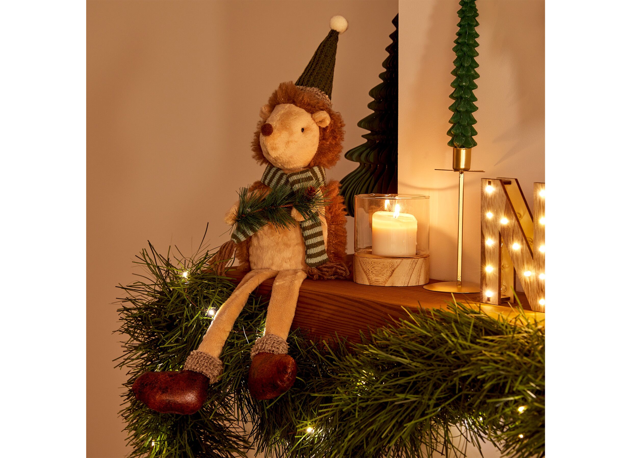 Sfeerfoto - Herfstdecoratie Egel H50cm - stof - multicolor