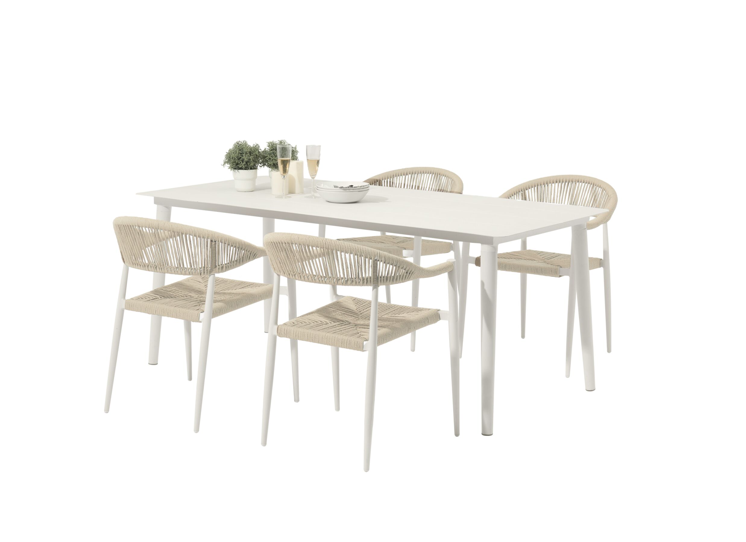 Photo ensemble - Table de jardin Montana 180x90cm - aluminium - greige