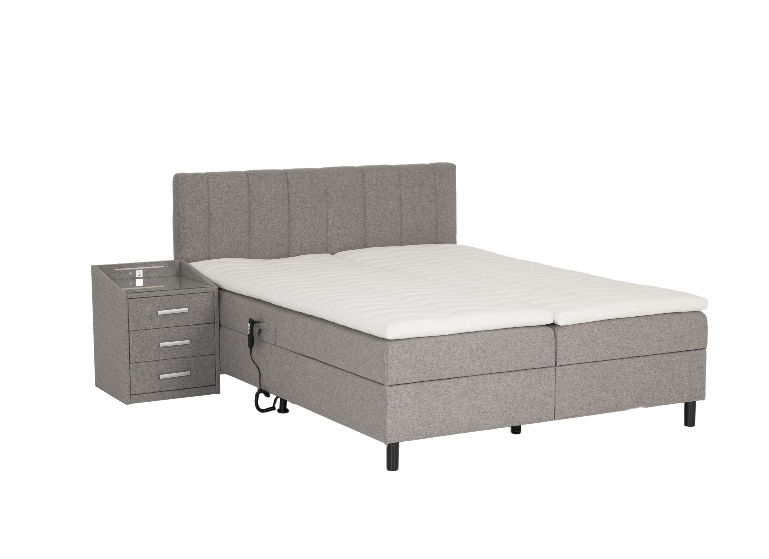 Bedbox Miralindo 180x200cm elektrisch stof nordic ash