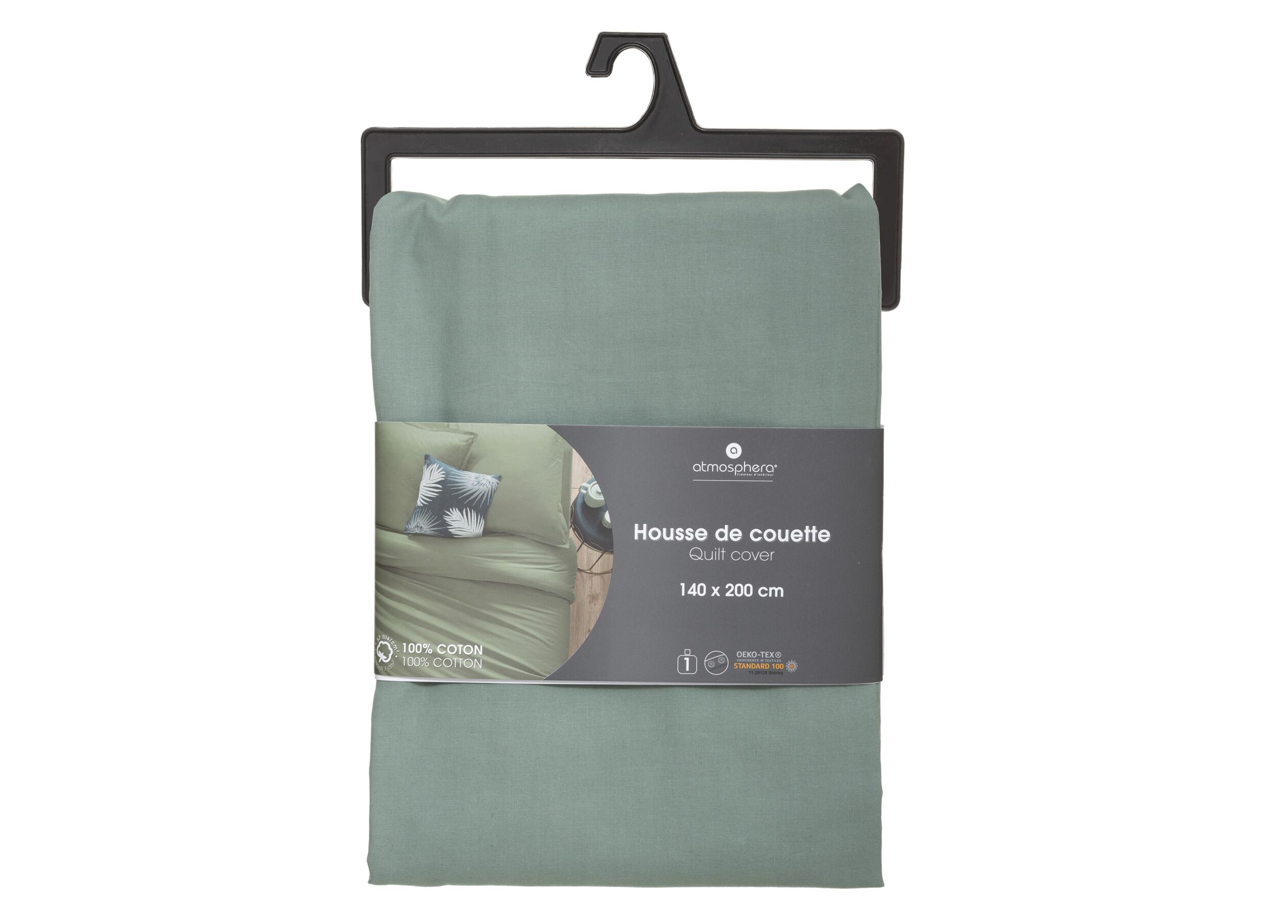 Hoofdfoto - Dekbedovertrek 140x220cm - katoen - celadon excl. kussenslopen
