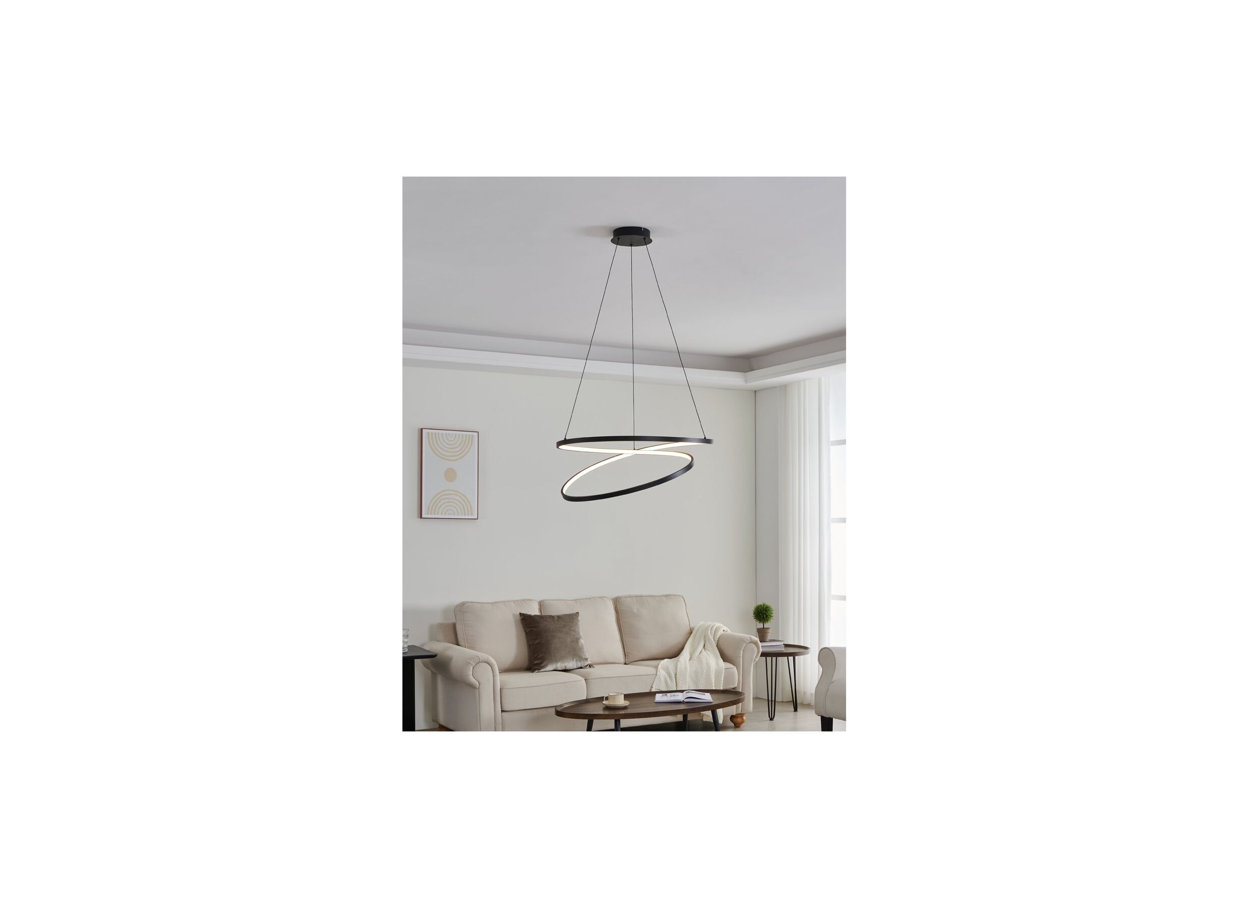 Sfeerfoto - Hanglamp Ruotale Ø70cm 42W LED metaal zwart