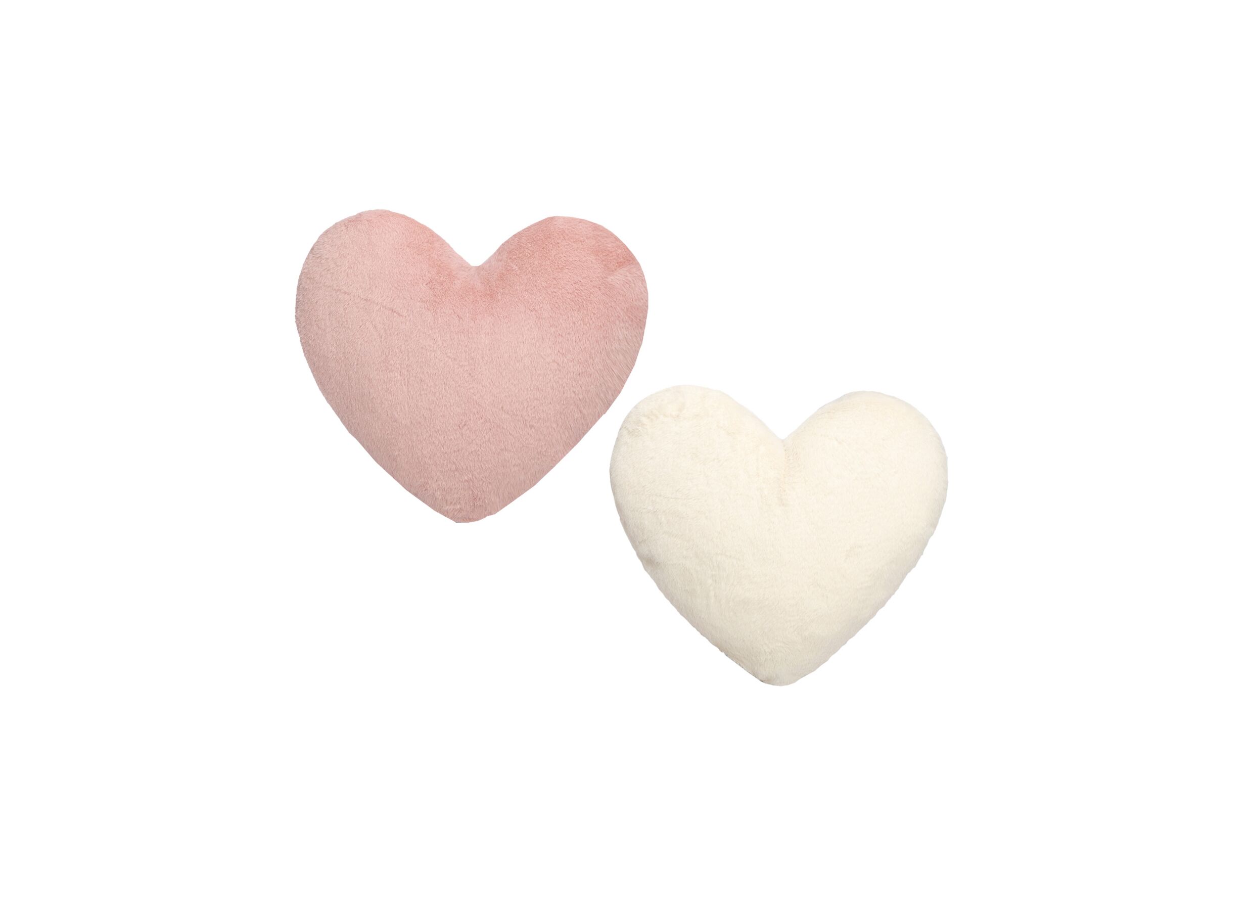 Photo ensemble - Coussin Love in the air 40x40cm - fausse fourrure - offwhite
