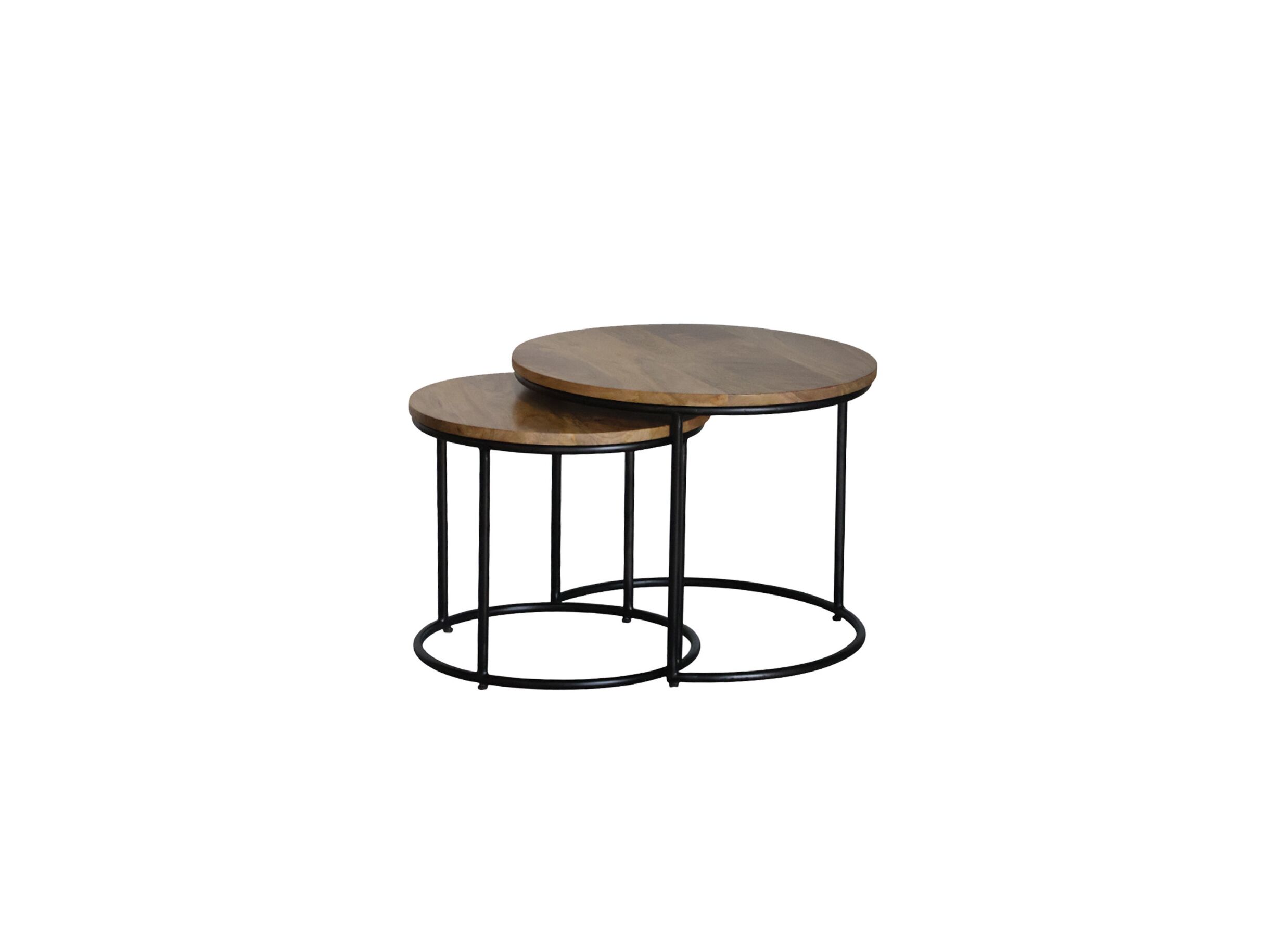 Hoofdfoto - Bijzettafel Alvarez Ø55cm - mango massief - walnoot - set van 2