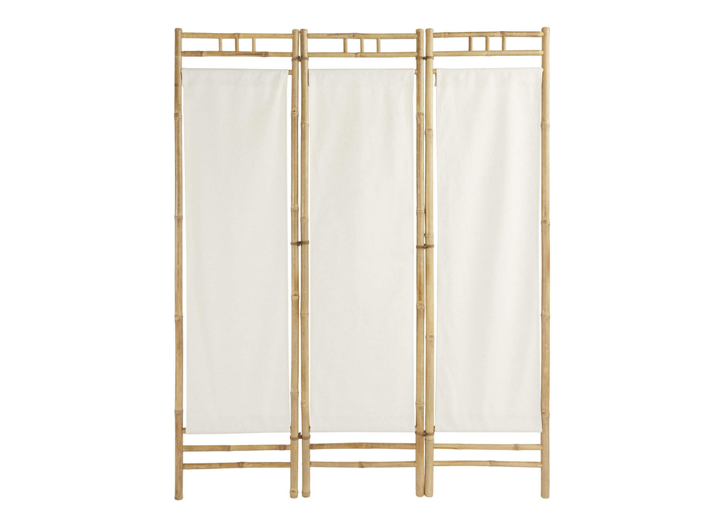 Aperçu - Paravent Kael 135,5cm - bambou/tissu - naturel/beige
