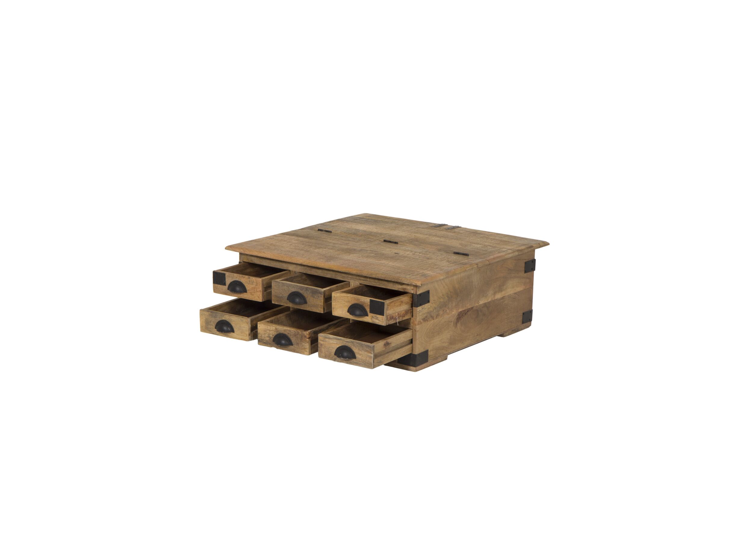 Table basse Nueva 90x90cm - bois massief - naturel & noir
