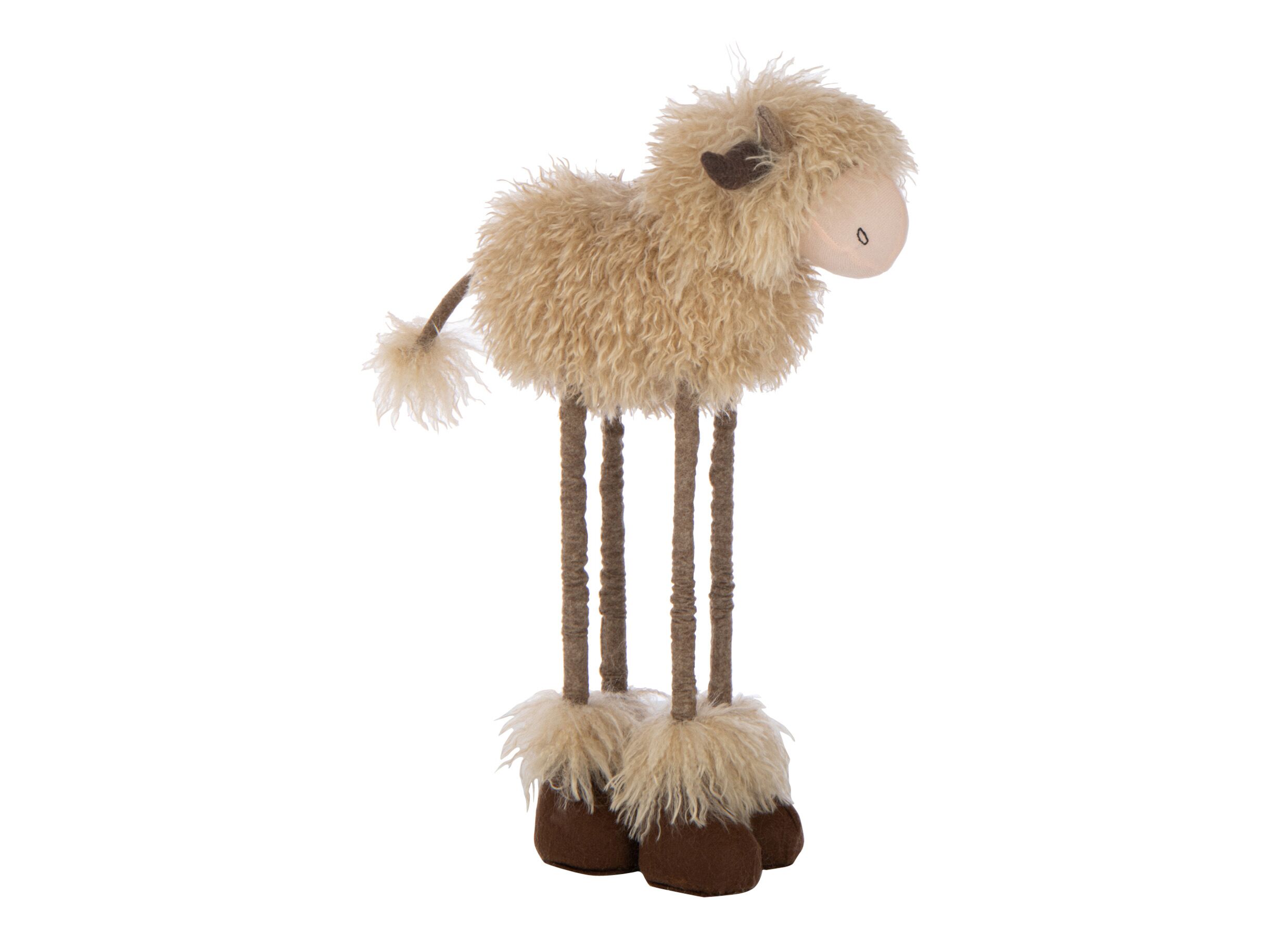 Overzichtsfoto - Kerstdecoratie Koe Telescopisch S 33x13x58cm - polyester - donkerbruin & beige