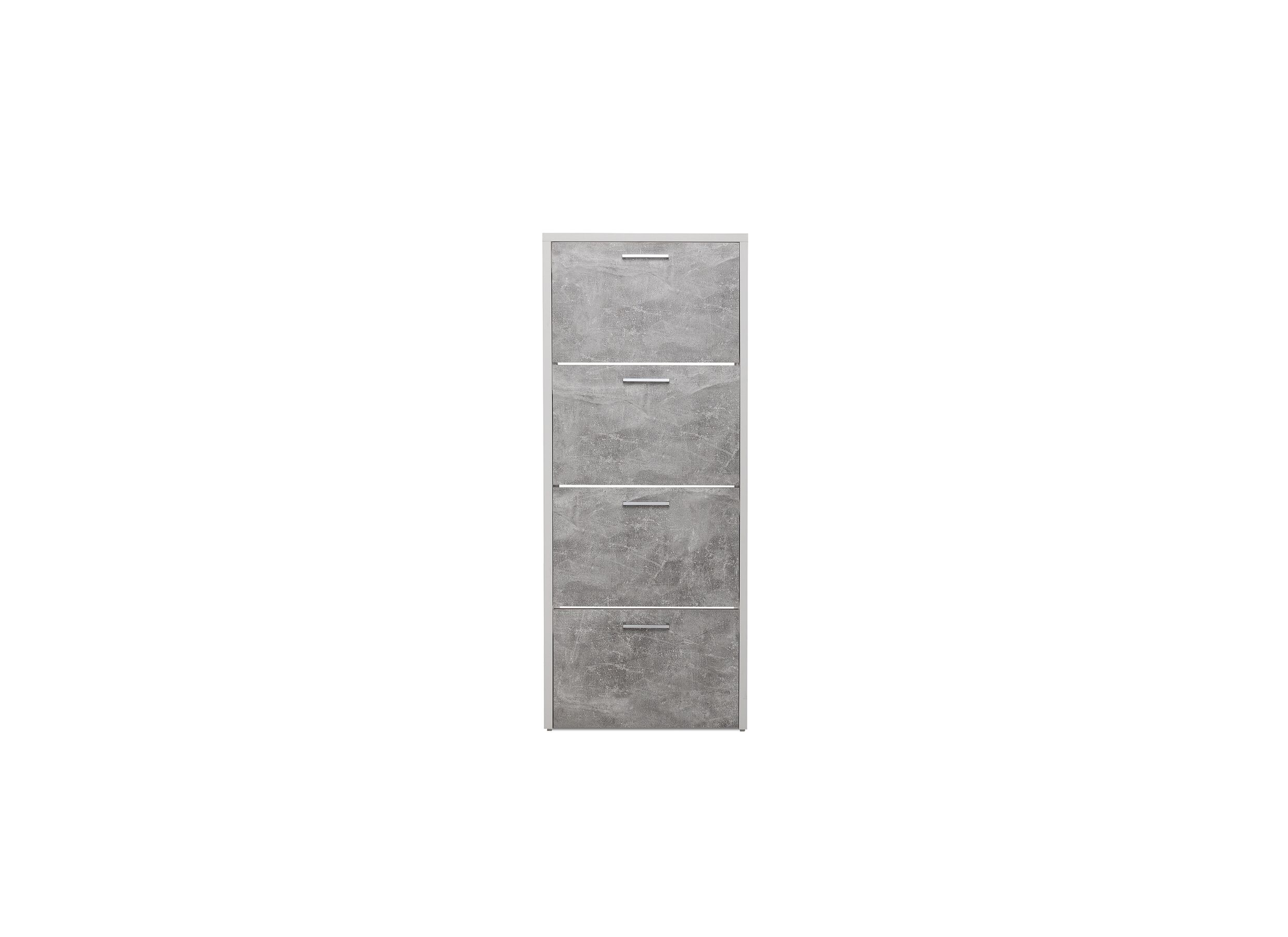 Overzichtsfoto - Schoenenkast Fulda 60x25x152cm - melamine - beton & wit