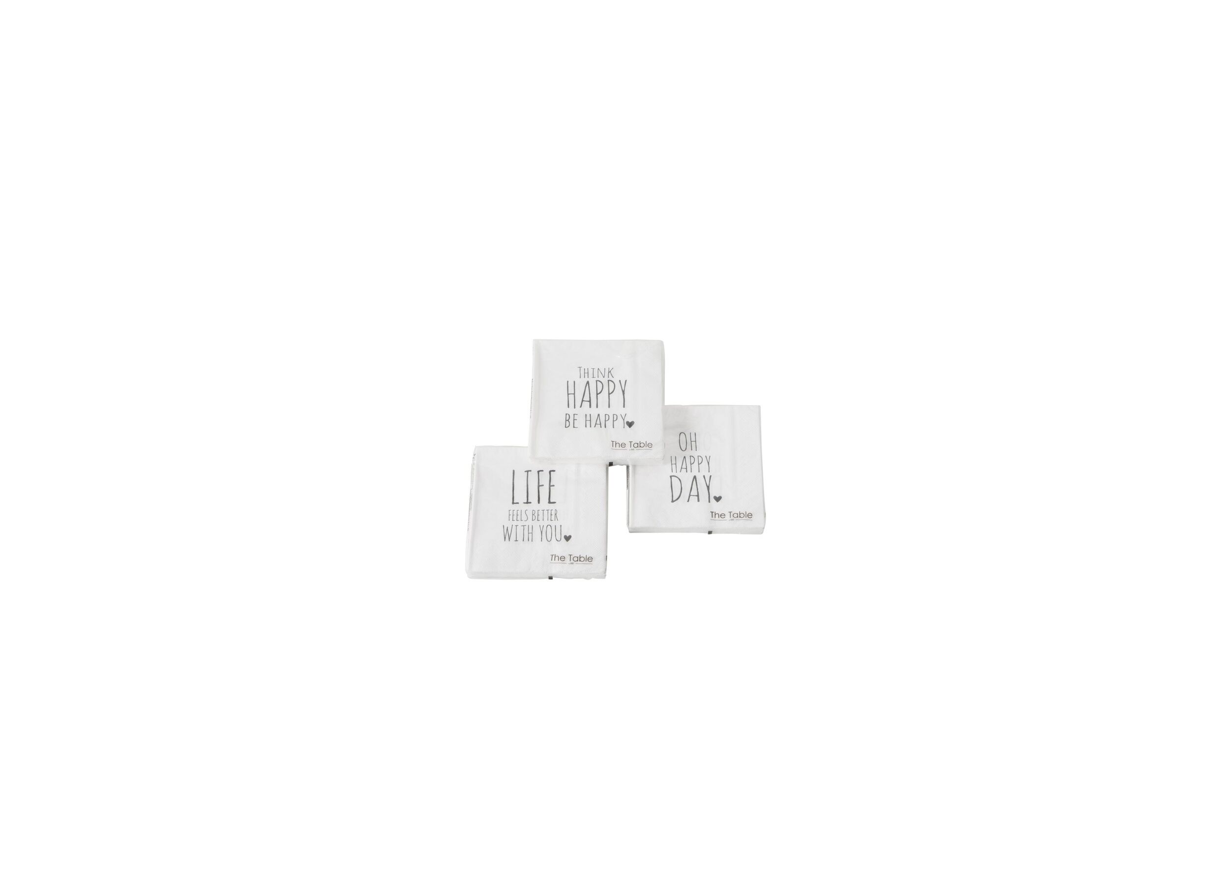 Serviette Homey 17x17cm zwart wit 20 stuks